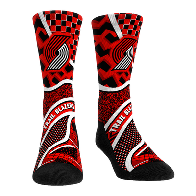  Portland Trail Blazers Rock Em Unisex Ball Pattern Crew Socks - Red