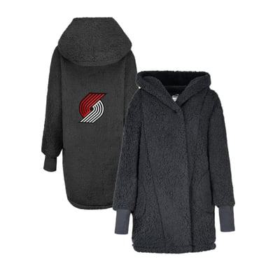The Best Lounger in the World By Jill Martin Portland Trail Blazers Unisex Black Oversized Open-Front Hoodie Sweater