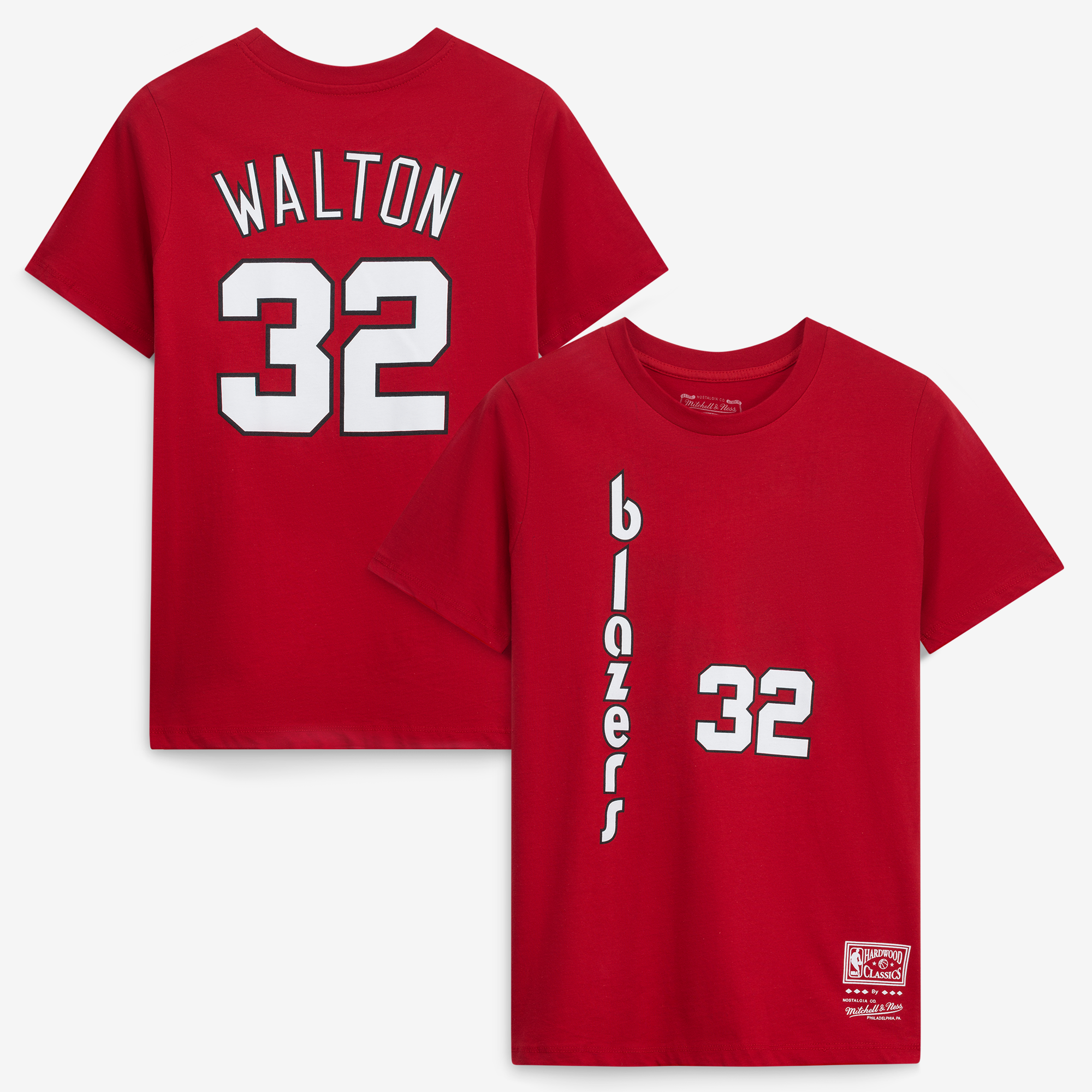 T-shirt Bill Walton rouge Portland Trail Blazers Hardwood Classics pour jeunes, avec nom et numéro