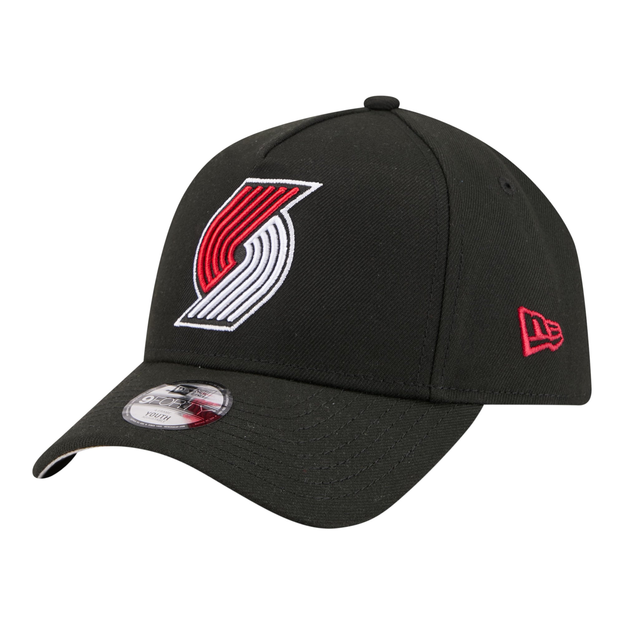 Youth Portland Trail Blazers New Era Black 9FORTY A-Frame Adjustable Hat