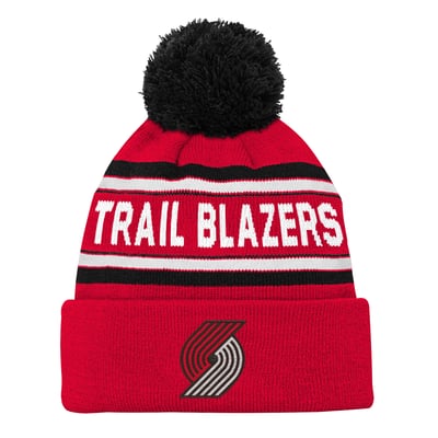  Portland Trail Blazers Outerstuff Youth Backboard Jacquard Cuffed Knit Hat with Pom - Red