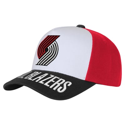 Portland Trail Blazers Outerstuff Youth Logo Three Pro Pinch Pre-Curved Adjustable Hat - White/Black