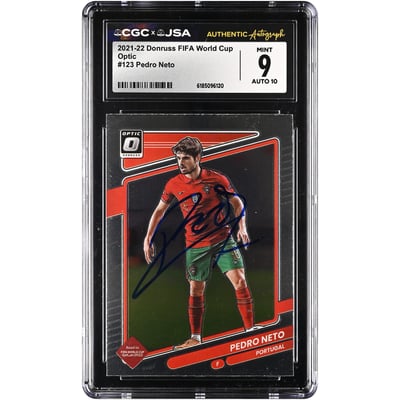 Pedro Neto Portugal National Team Autographed 2021-22 Donruss Optic FIFA World Cup #123 CGC Authenticated 9/10 Card