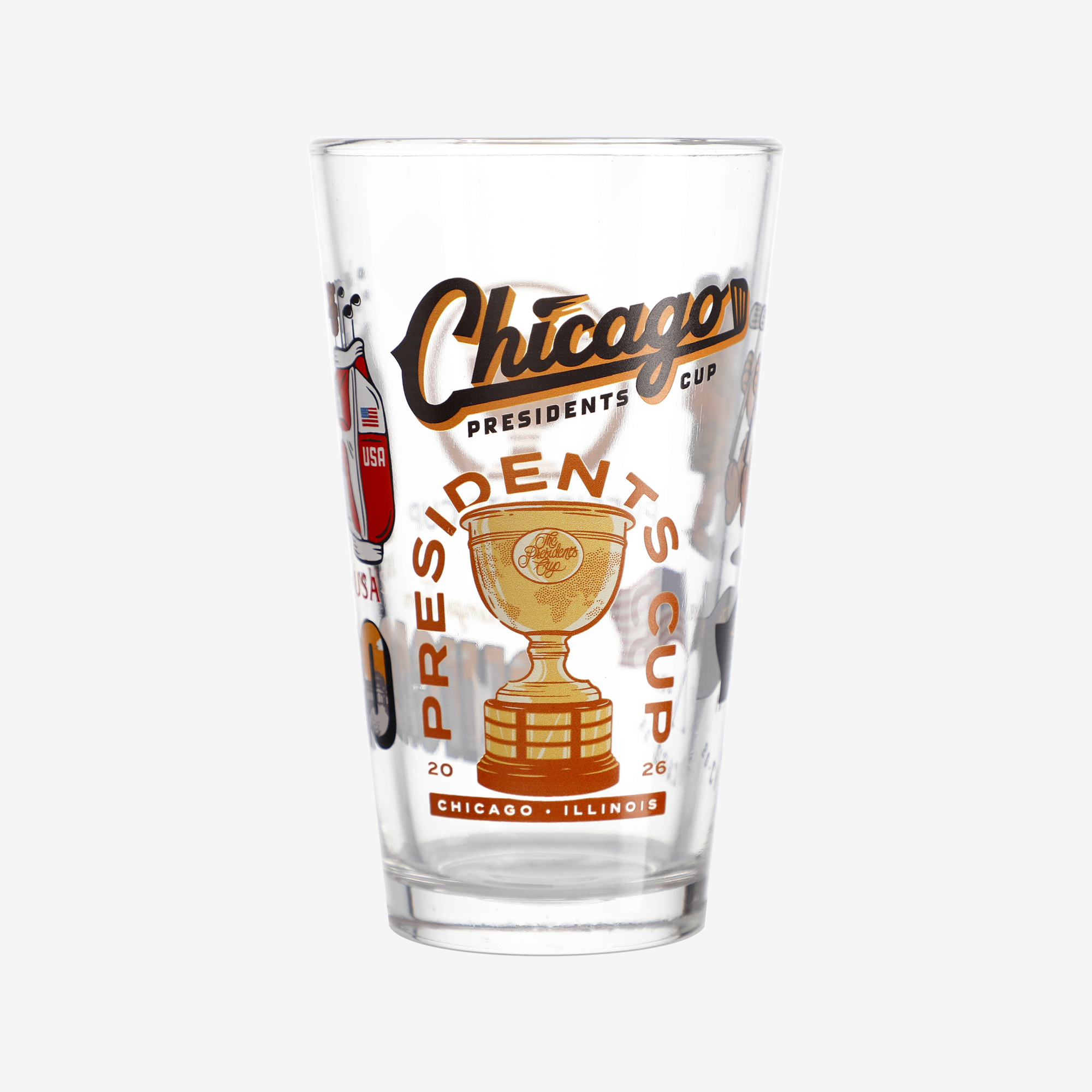 Verre à pinte 16 oz (473 ml) à motif dispersé, édition spéciale Presidents Cup 2026