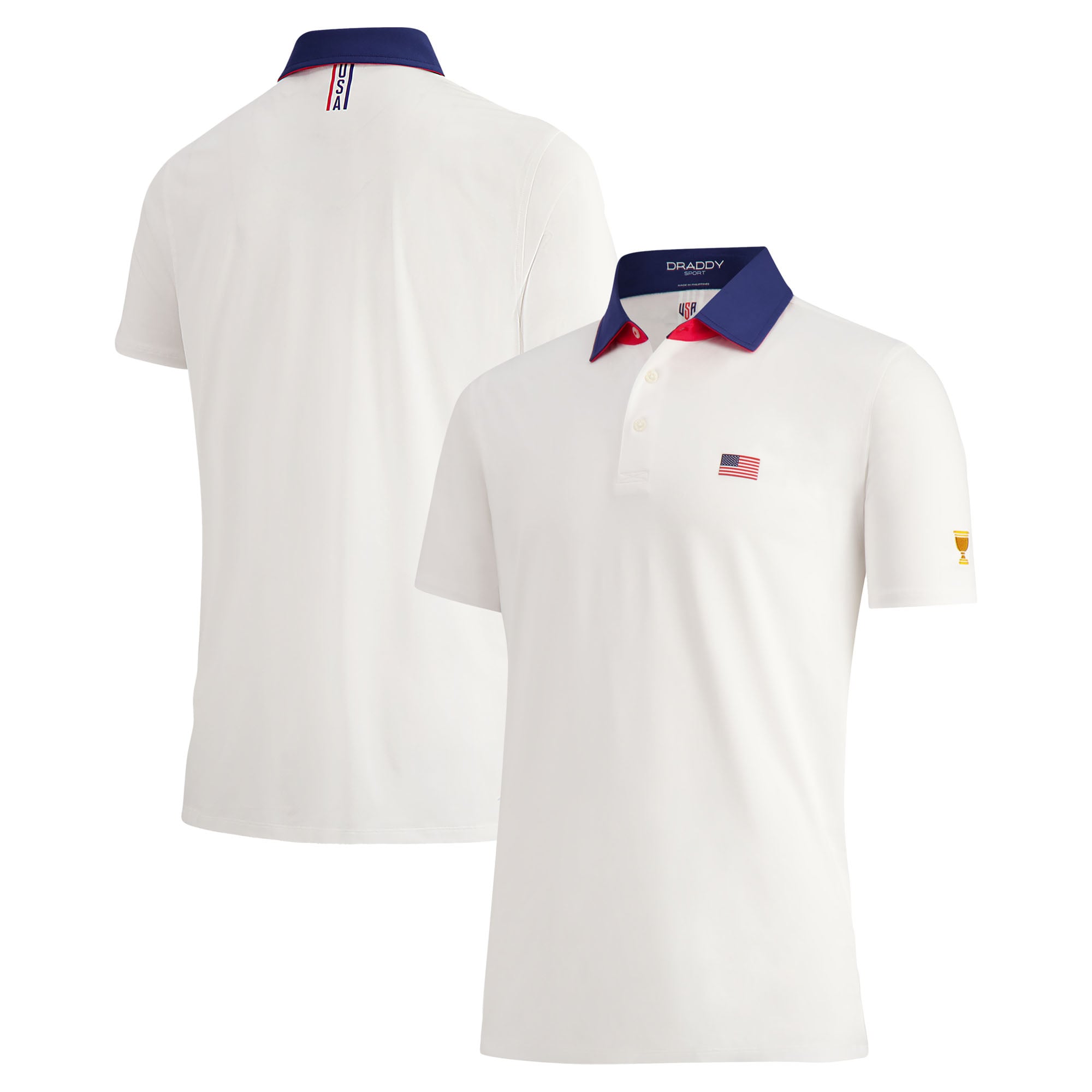 Polo CB de l'équipe américaine B. Draddy White pour hommes, Coupe du Président 2026