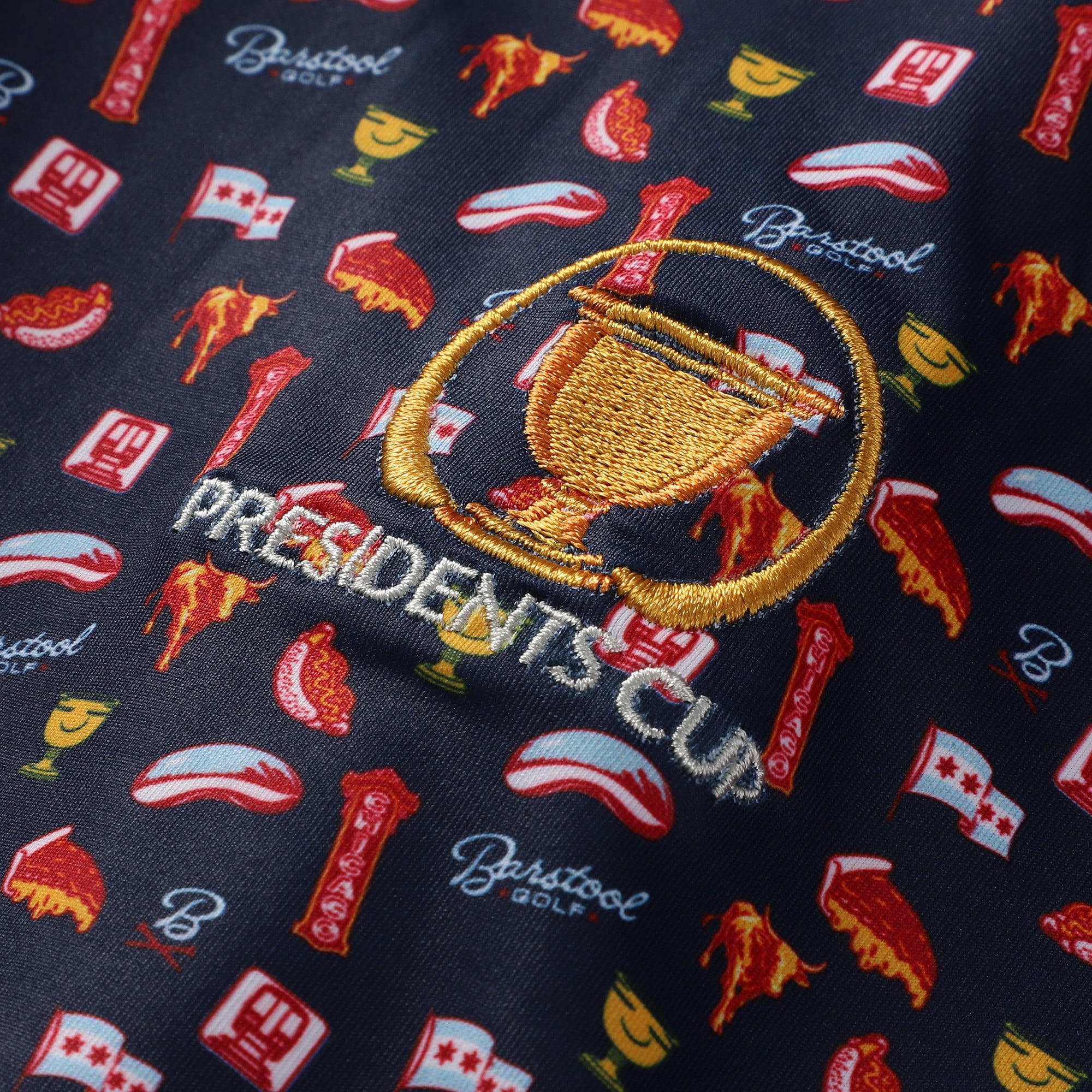 Men's Barstool Golf Navy 2026 Presidents Cup Chicago Printed Polo