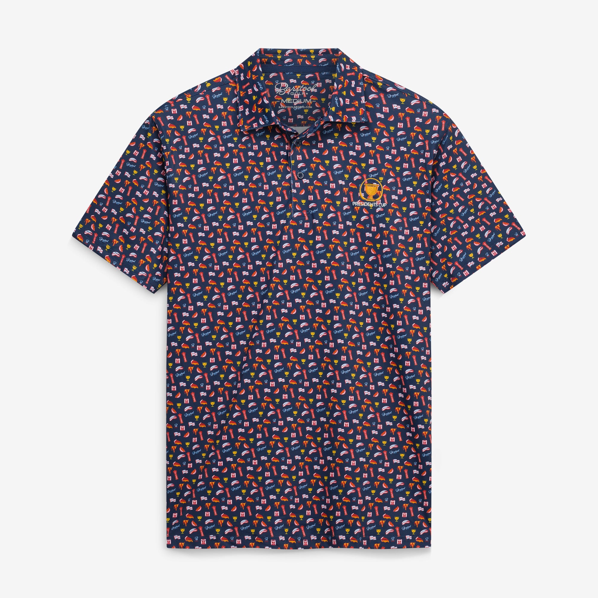 Men's Barstool Golf Navy 2026 Presidents Cup Chicago Printed Polo