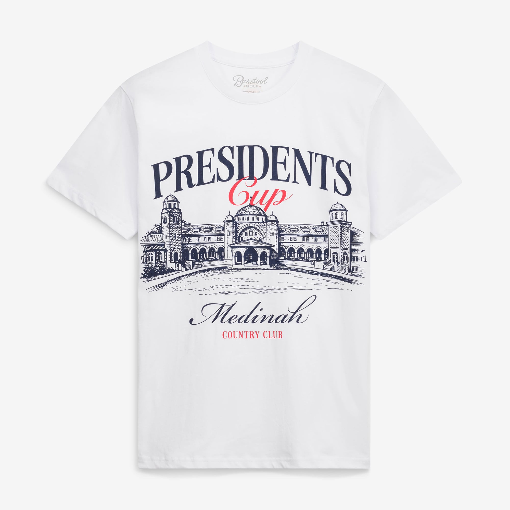 Men's Barstool Golf White 2026 Presidents Cup Medinah Clubhouse T-Shirt