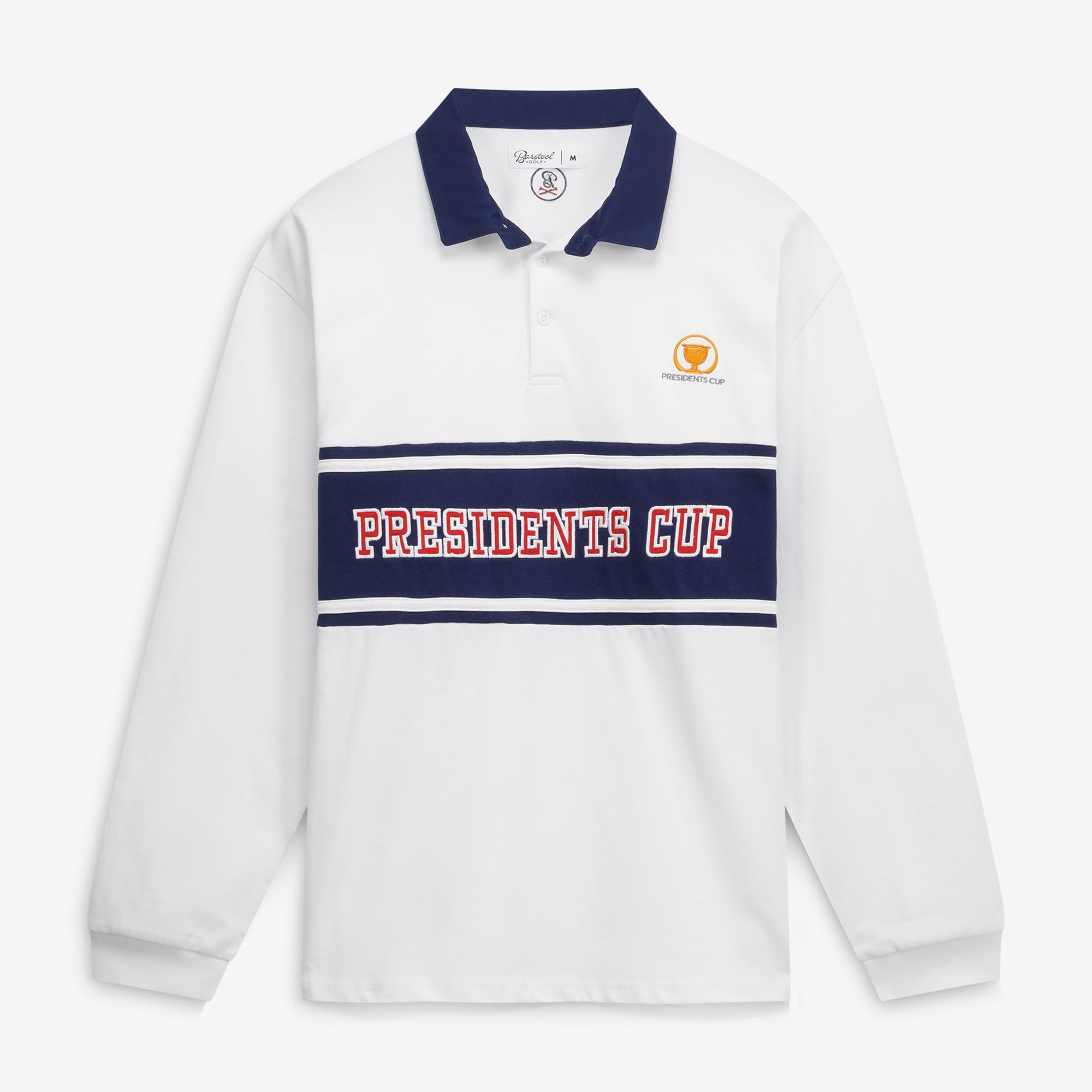 Men's Barstool Golf White 2026 Presidents Cup Vintage Rugby Polo