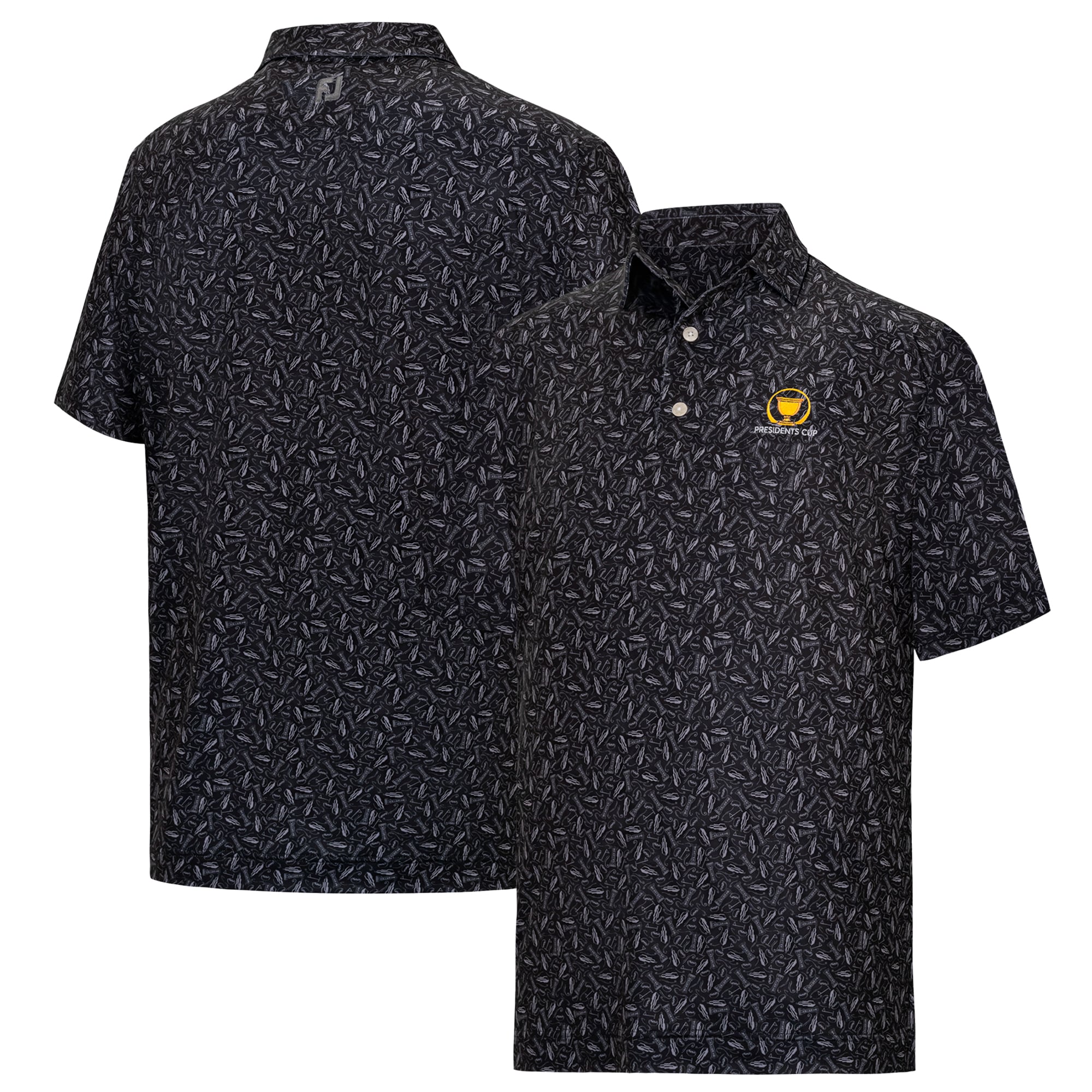 Polo FootJoy noir pour homme, édition spéciale Presidents Cup 2026, imprimé Chicago, ProDry Lisle