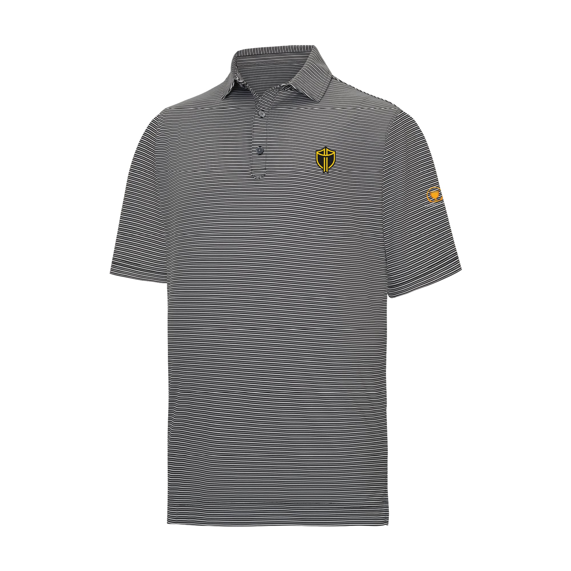 Men's FootJoy Black Presidents Cup ProDry International Team Smooth Stripe Lisle Polo