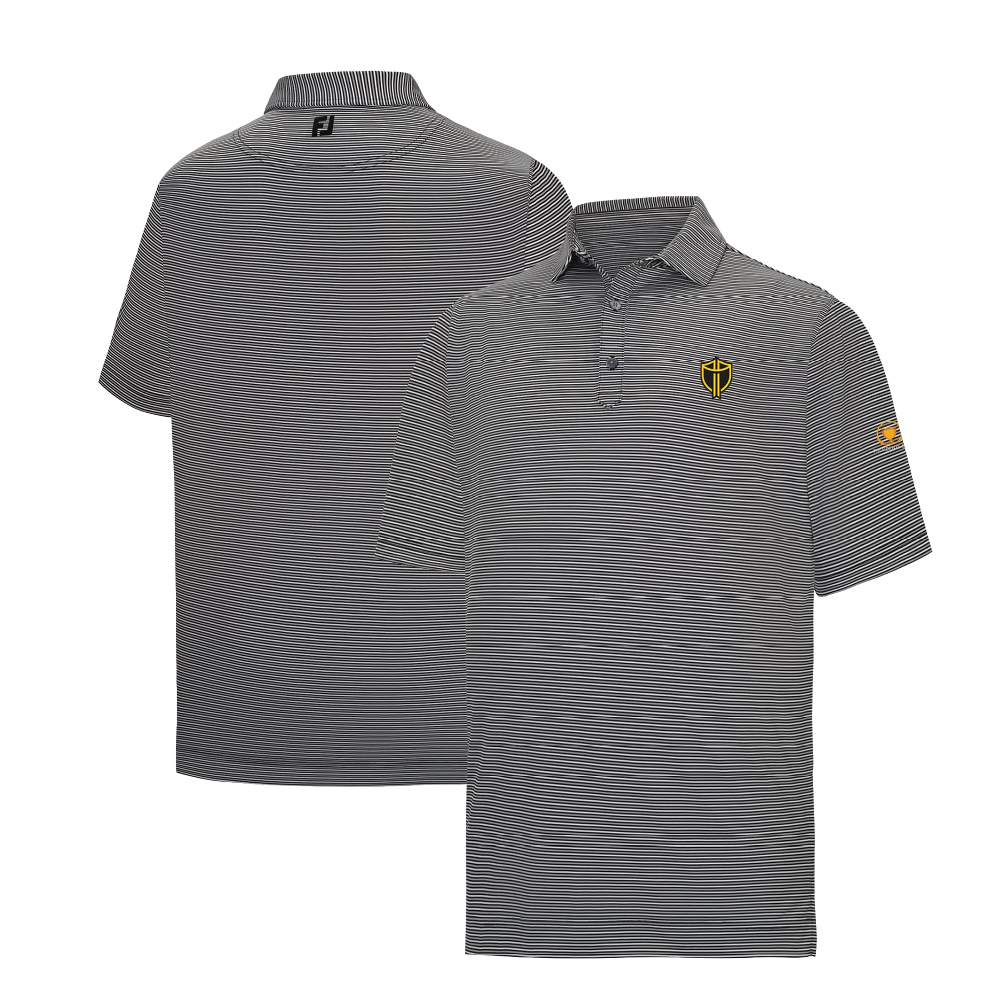 Men's FootJoy Black Presidents Cup ProDry International Team Smooth Stripe Lisle Polo