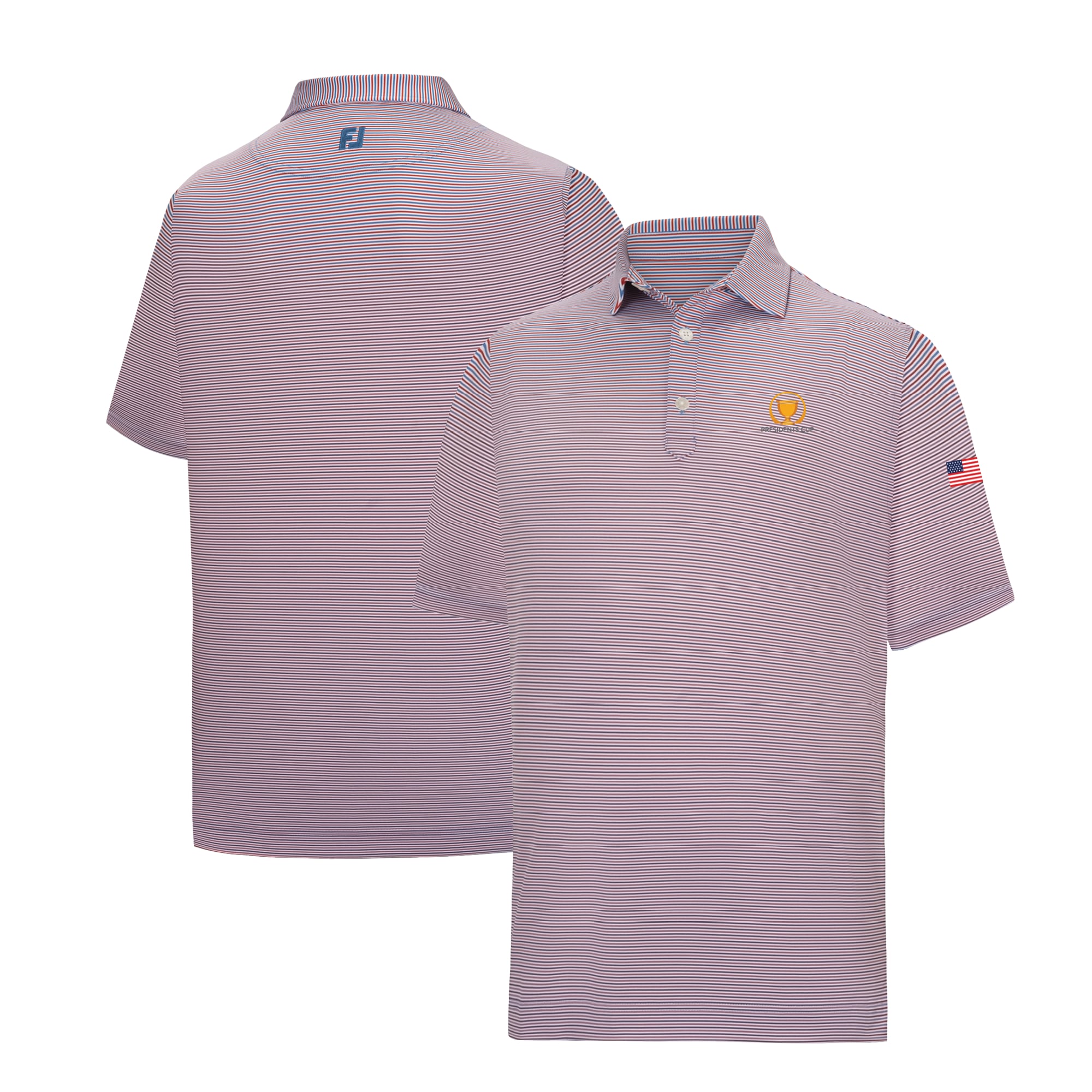 Men's FootJoy Red Presidents Cup ProDry Team USA Smooth Stripe Lisle Polo