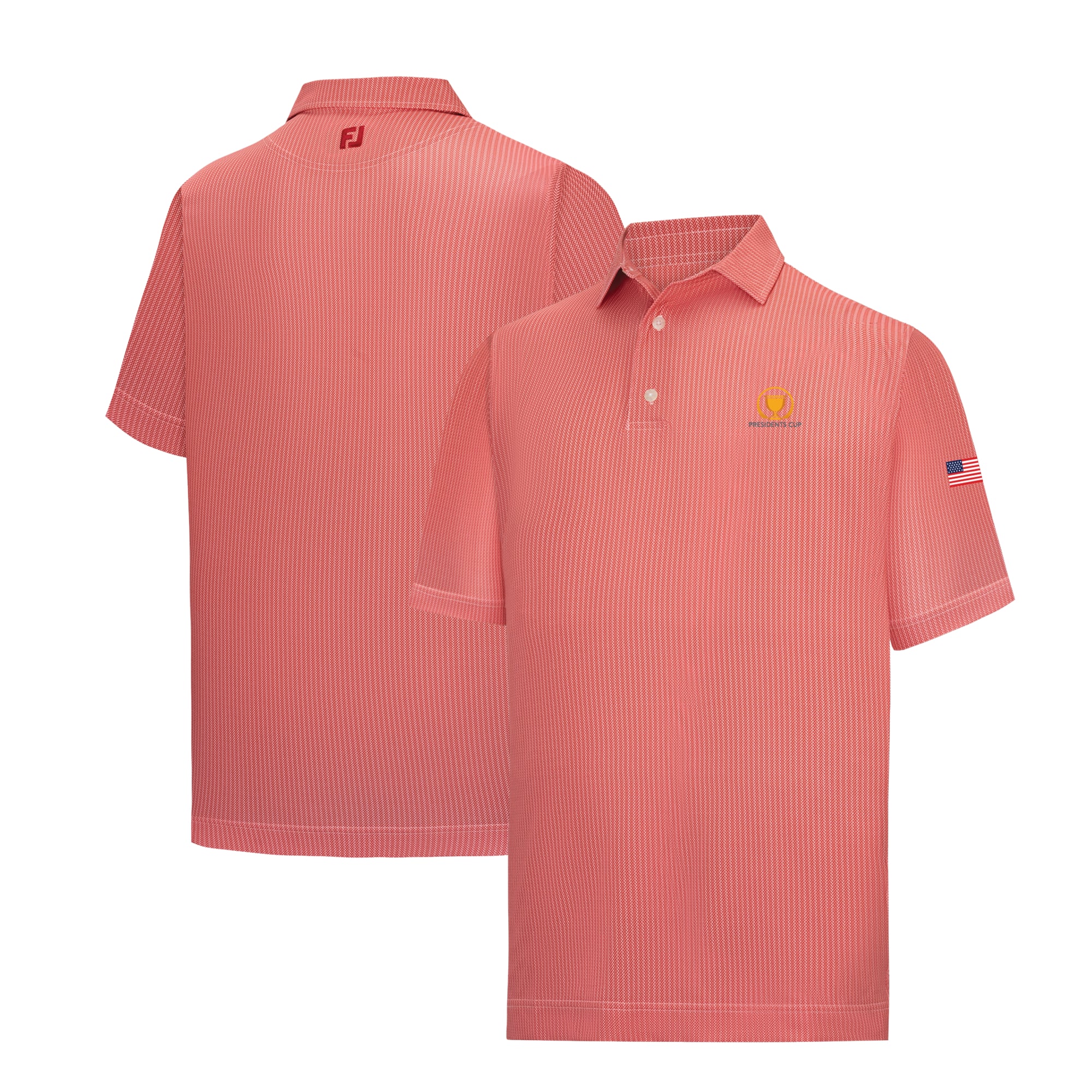 Men's FootJoy Red Presidents Cup ProDry Team USA Tee Time Print Lisle Polo