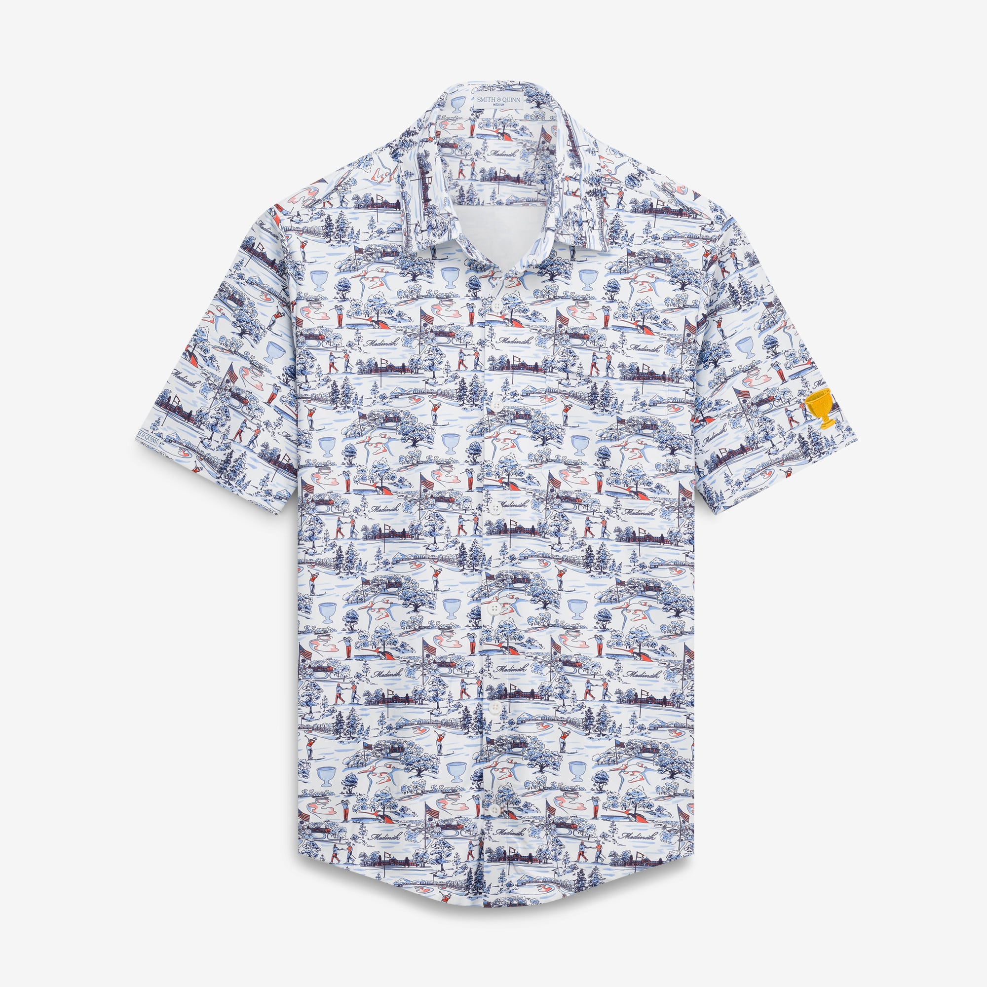 Men's Smith & Quinn White 2026 Presidents Cup Medinah Toile Boatyard Button-Down T-Shirt