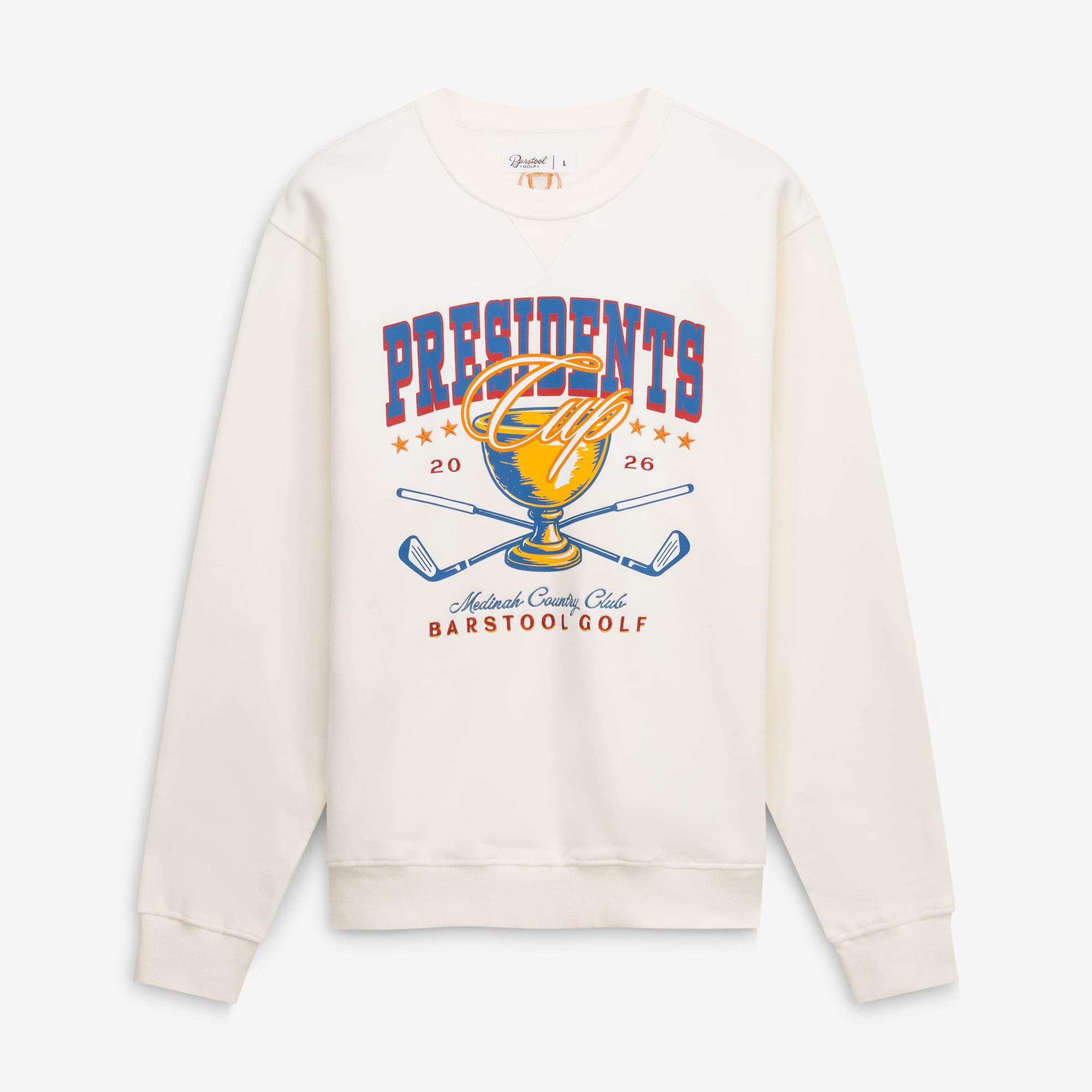 Unisex Barstool Golf Cream 2026 Presidents Cup Trophy Sweatshirt
