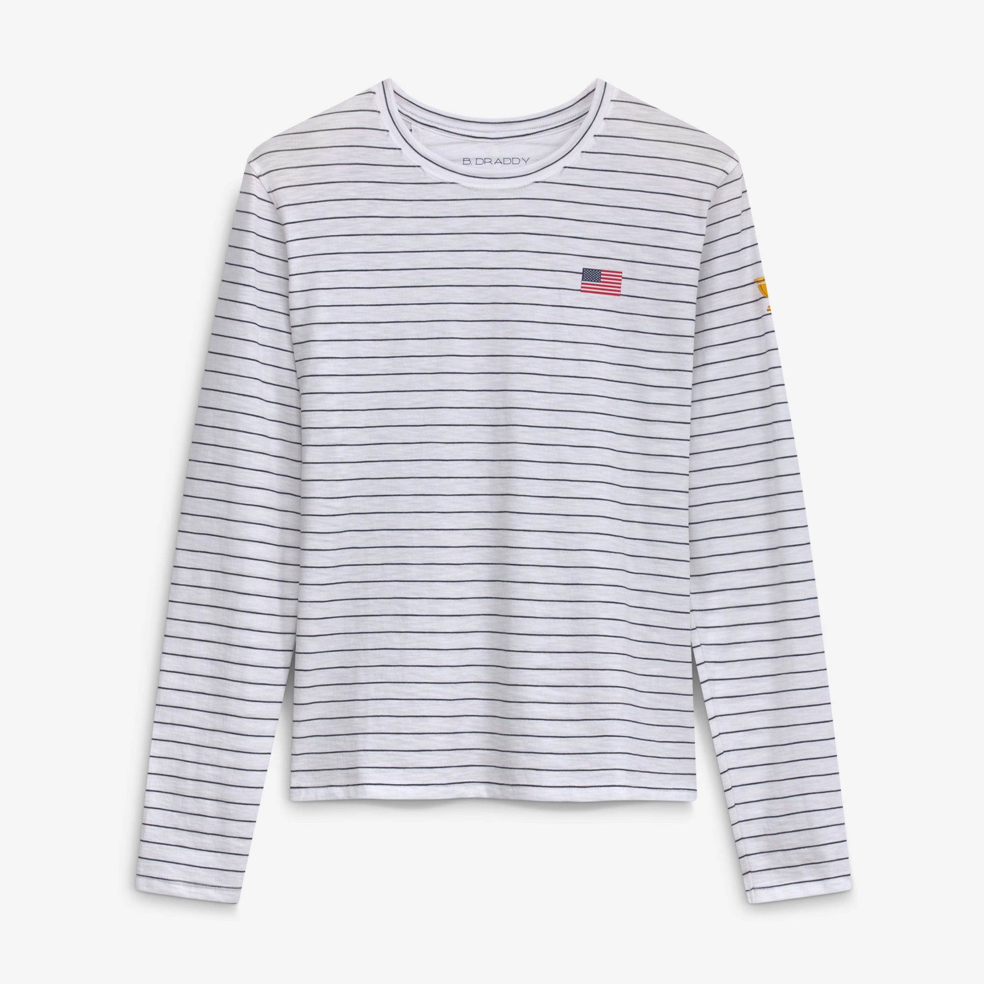 T-shirt à manches longues en jersey chiné blanc B. Draddy Presidents Cup Sandra Stripe pour femme