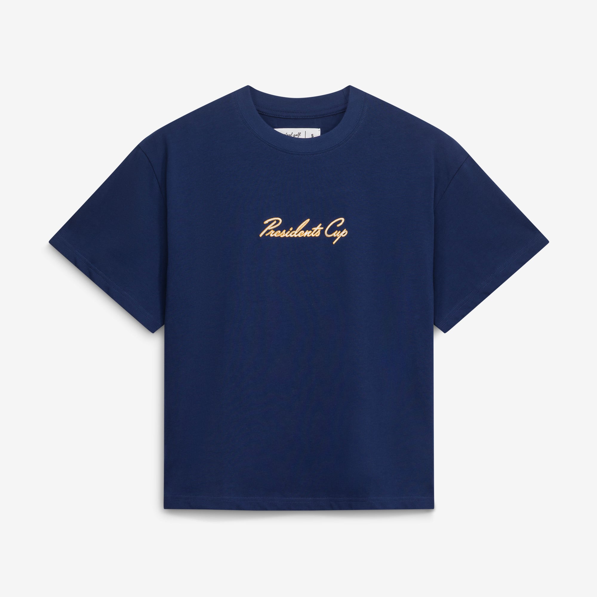 Women's Barstool Golf Navy 2026 Presidents Cup Embroidered T-Shirt