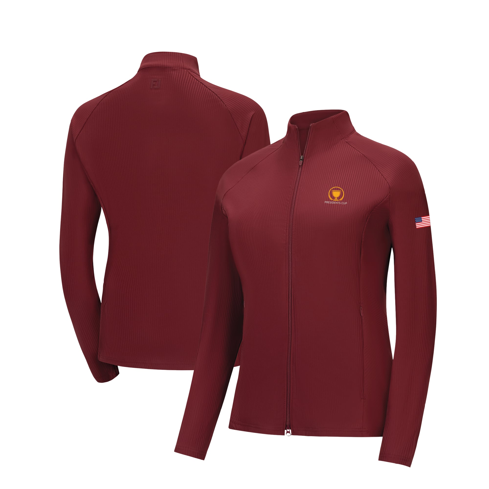 Women's FootJoy Maroon Presidents Cup Team USA Ribbed Raglan Full-Zip Jacket