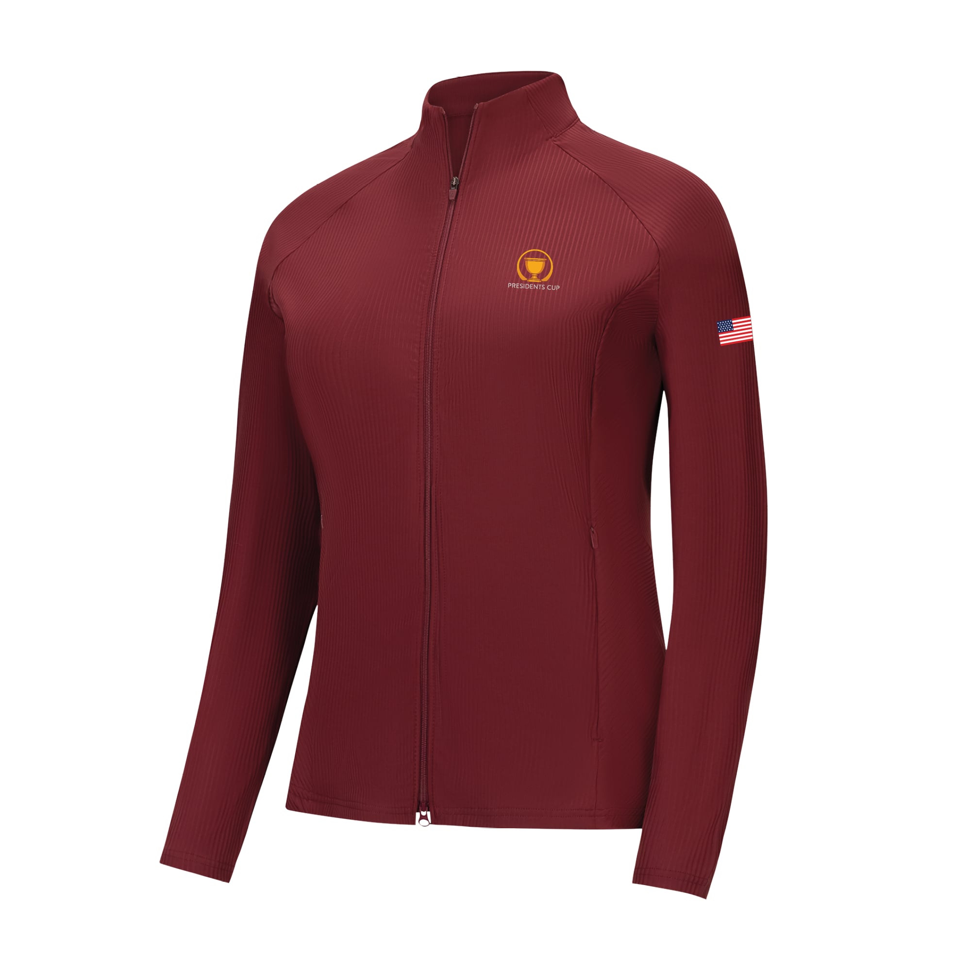 Women's FootJoy Maroon Presidents Cup Team USA Ribbed Raglan Full-Zip Jacket