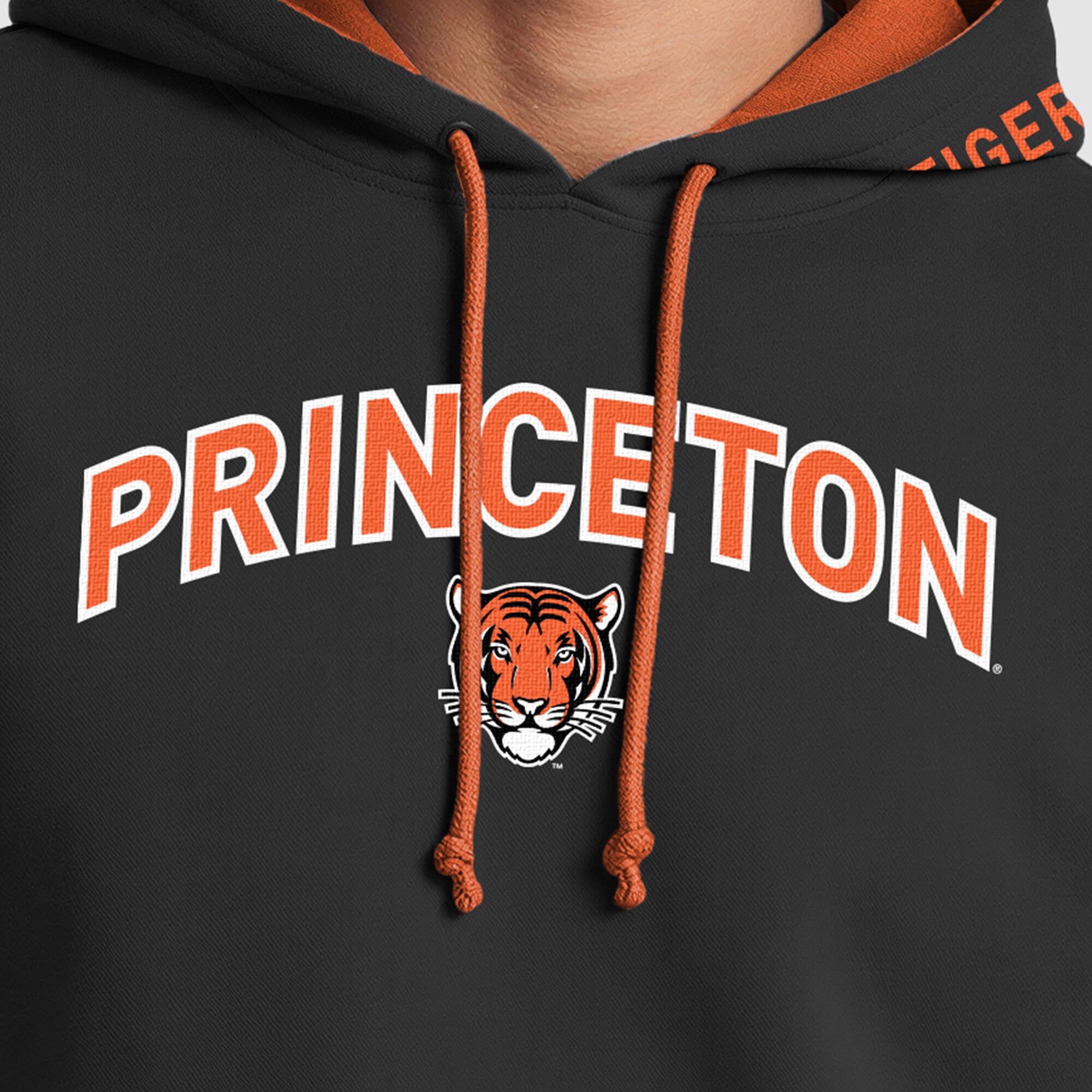 Men's Champion Black/Orange Princeton Tigers Contrast Hoodie