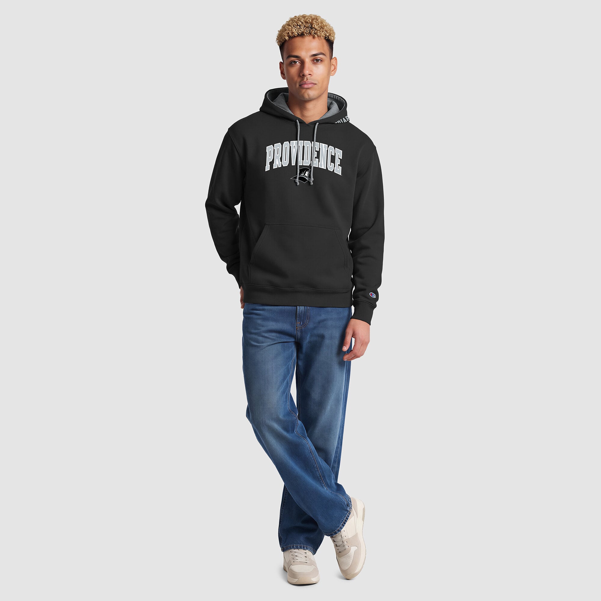 Men's Champion Black/Heather Gray Providence Friars Contrast Hoodie