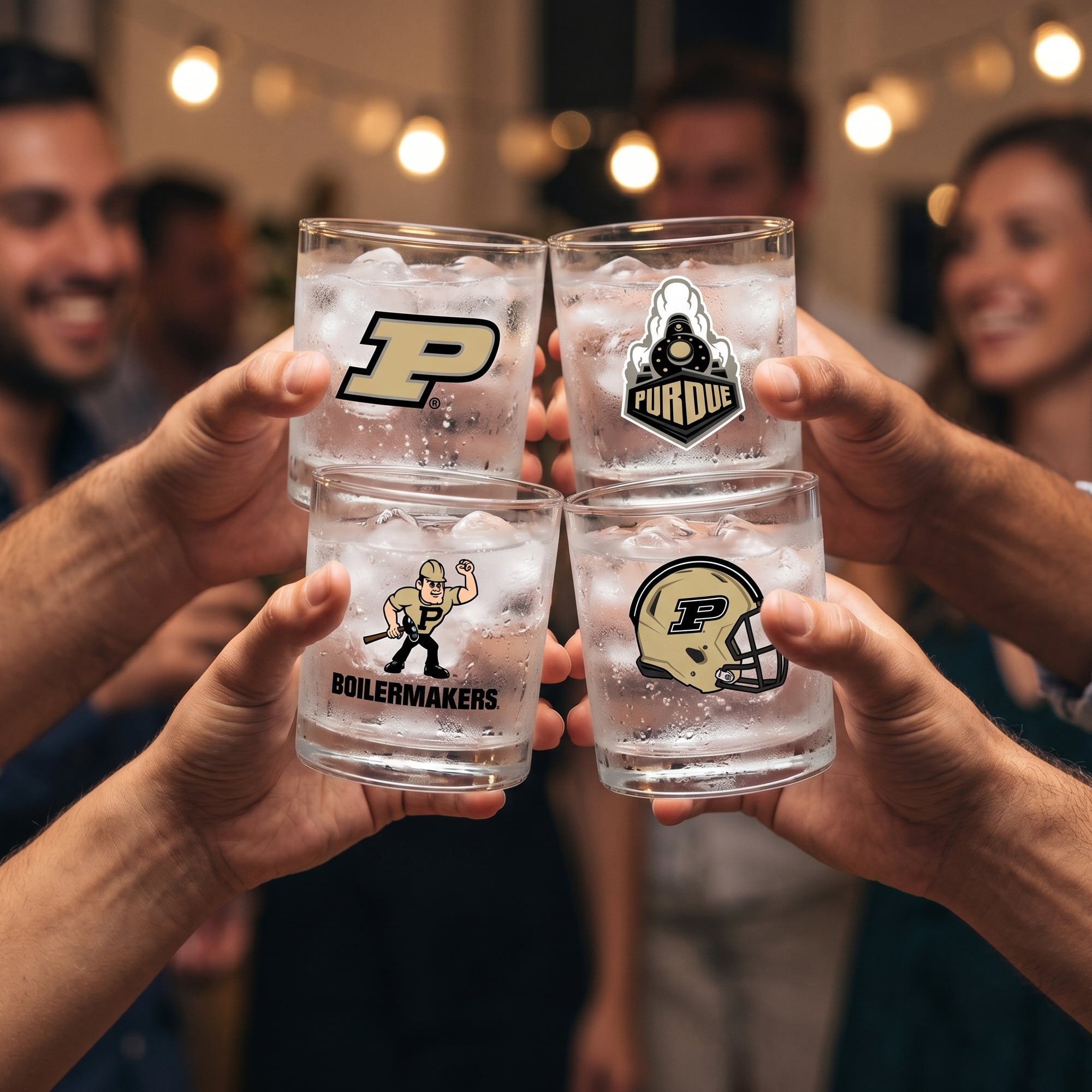 Indigo Falls  Purdue Boilermakers Core 4-Pack Collectors Rocks Glass Set