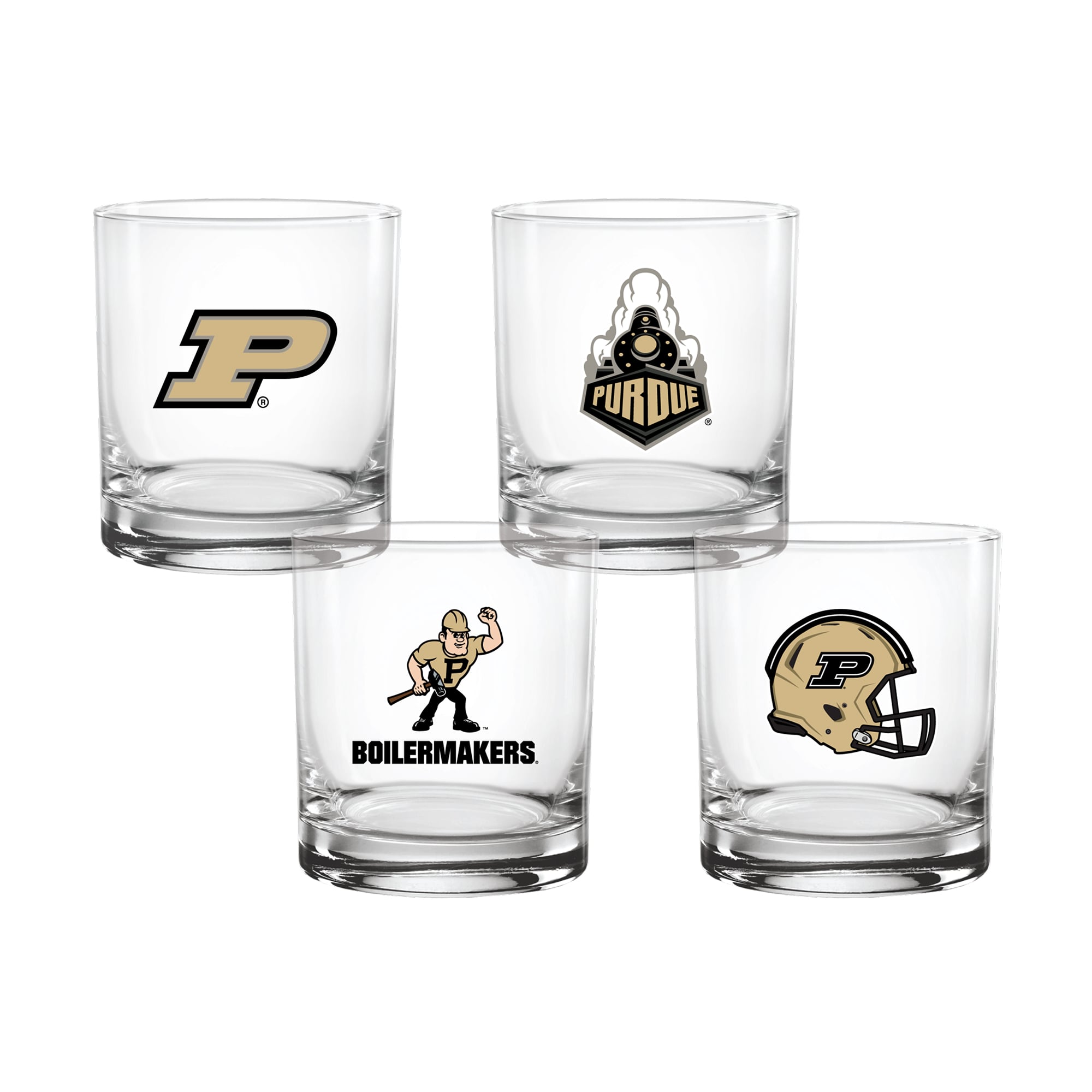 Indigo Falls  Purdue Boilermakers Core 4-Pack Collectors Rocks Glass Set