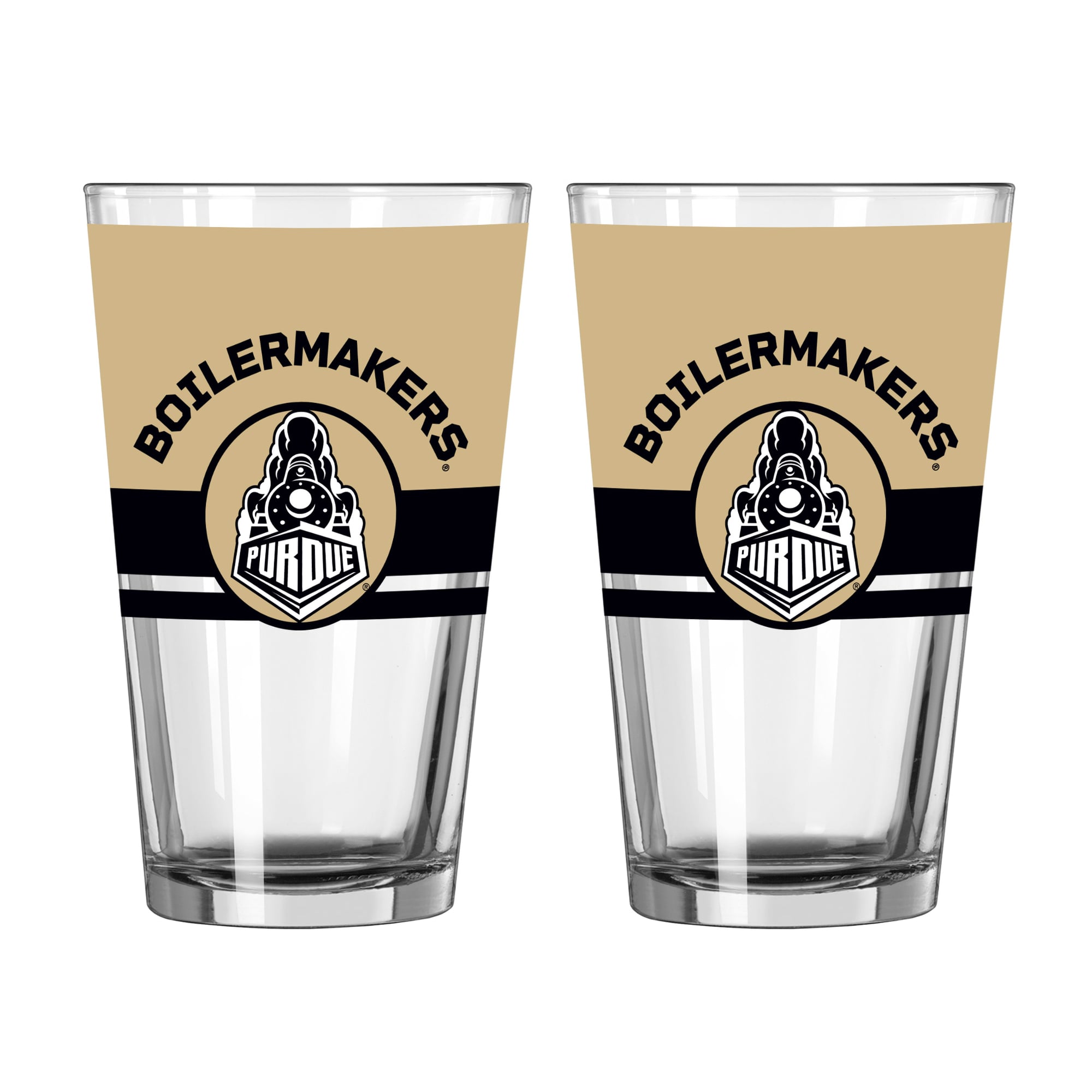 Ensemble de deux verres à bière Horizon de 473 ml (16 oz) Logo Brands Purdue Boilermakers