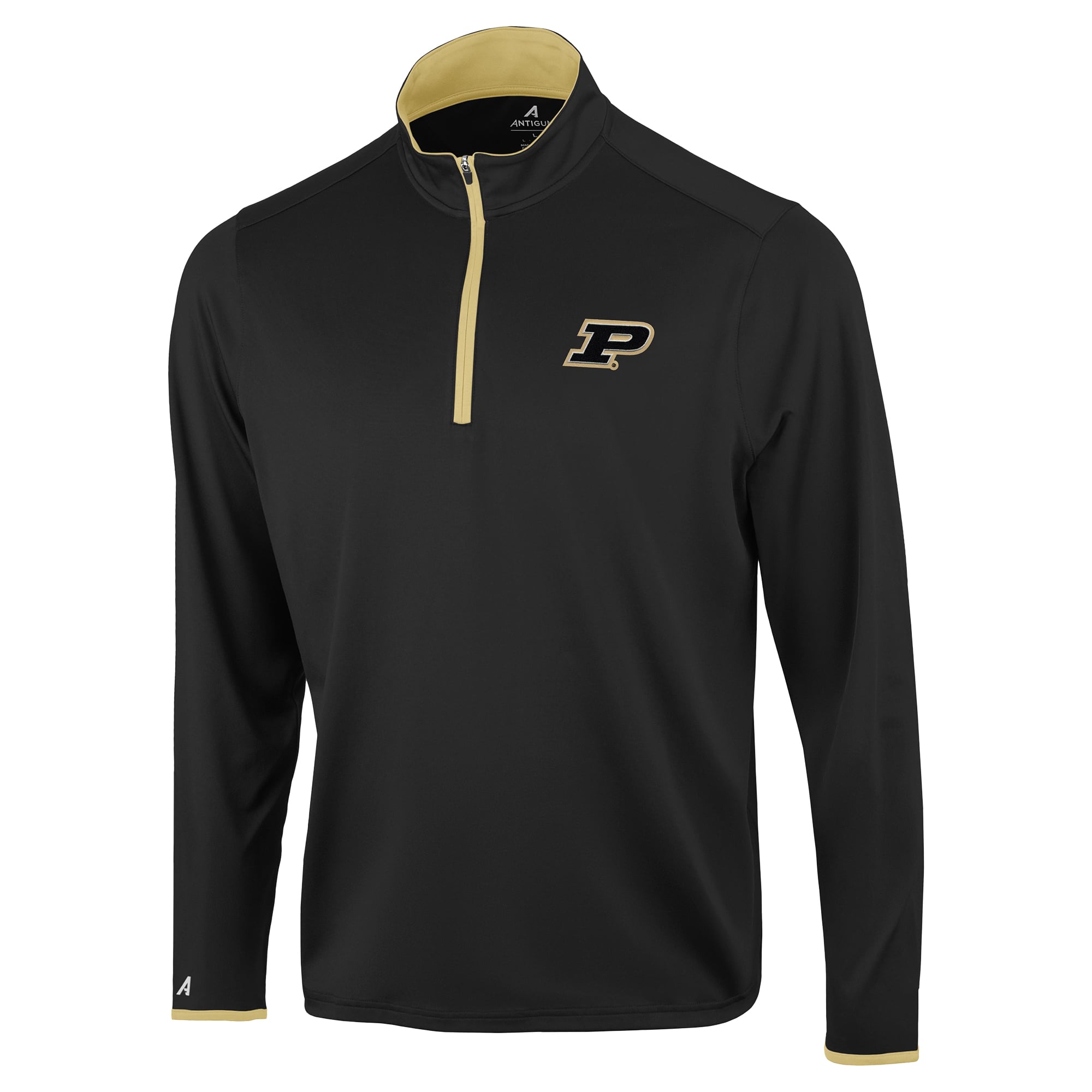 Pull à col zippé Antigua noir Purdue Boilermakers pour homme