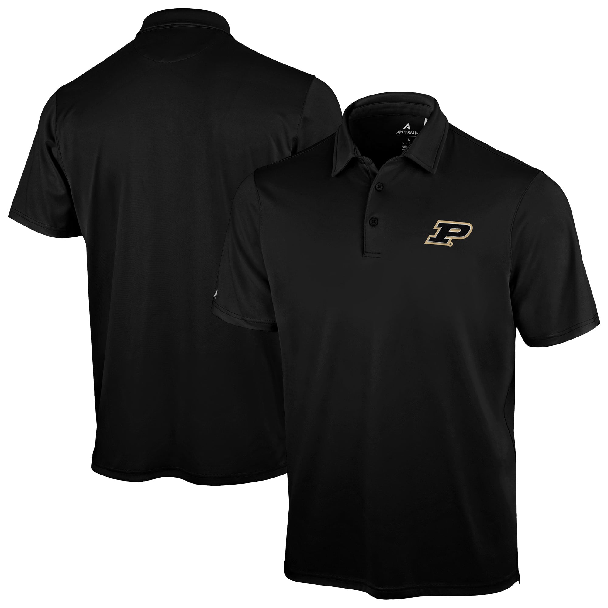 Men's Antigua Black Purdue Boilermakers Unshakeable Solid Polo