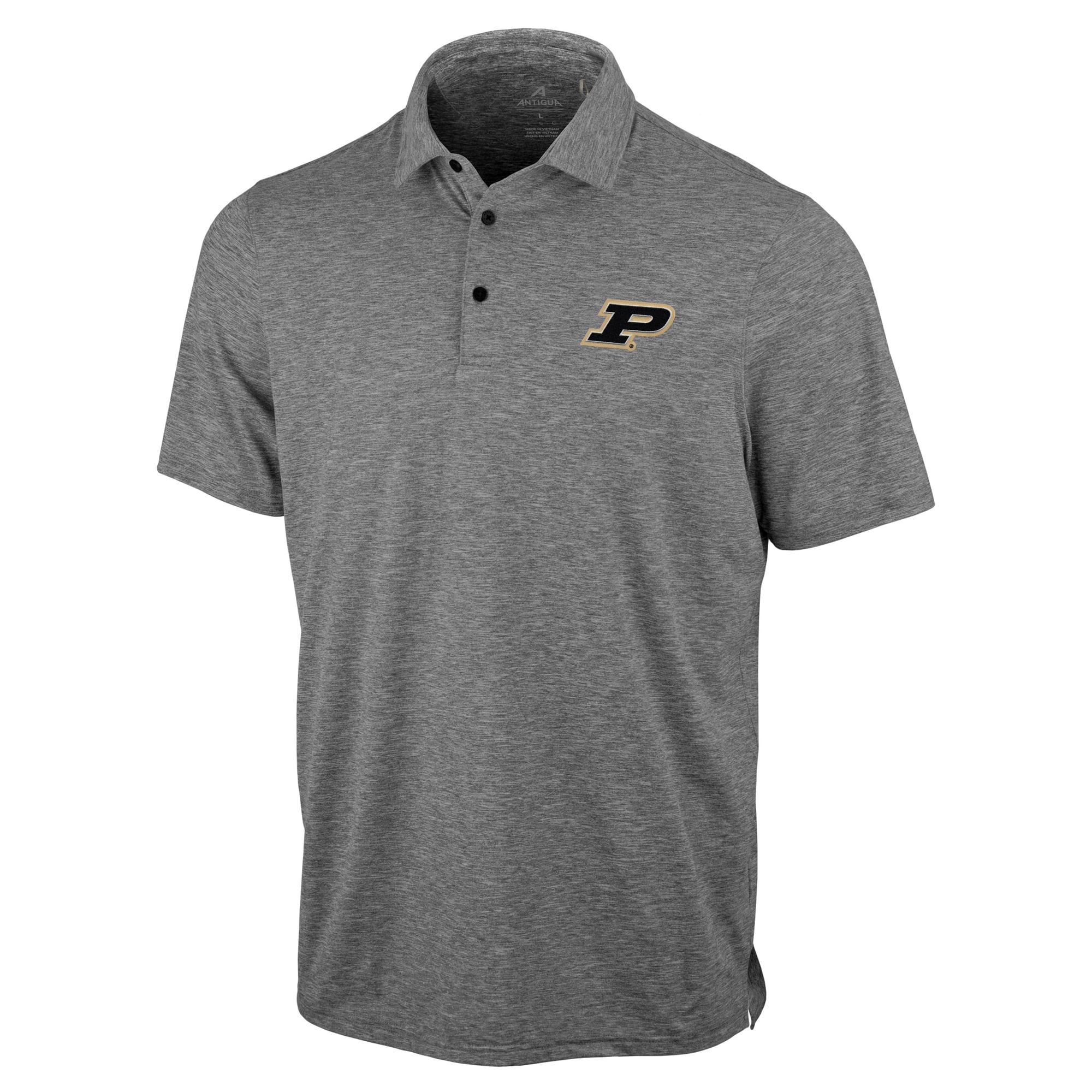 Polo statique Antigua Heather Black Purdue Boilermakers pour homme