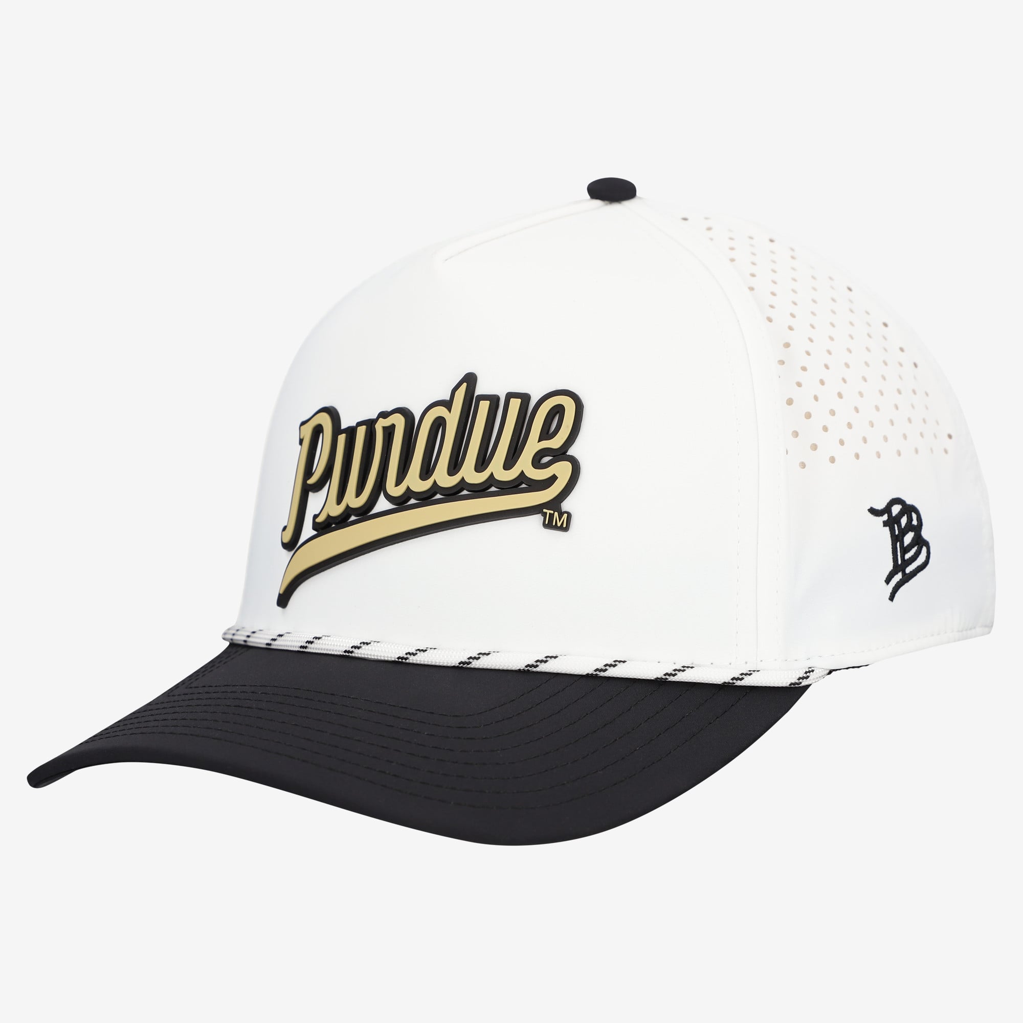 Men's Branded Bills  White/Black Purdue Boilermakers Classic Adjustable Rope Hat