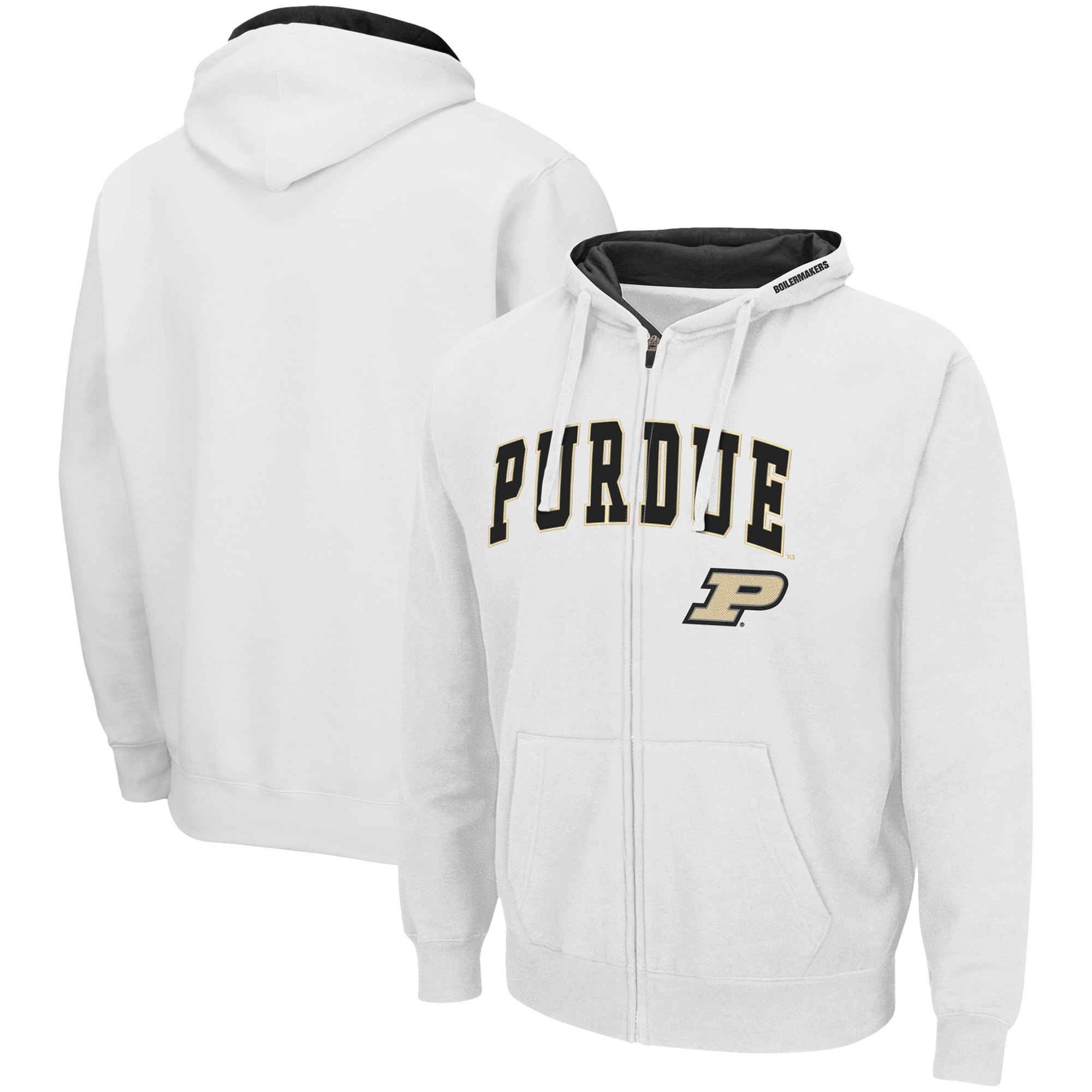 Sweat à capuche zippé Colosseum blanc Purdue Boilermakers Arch & Logo 3.0 pour homme