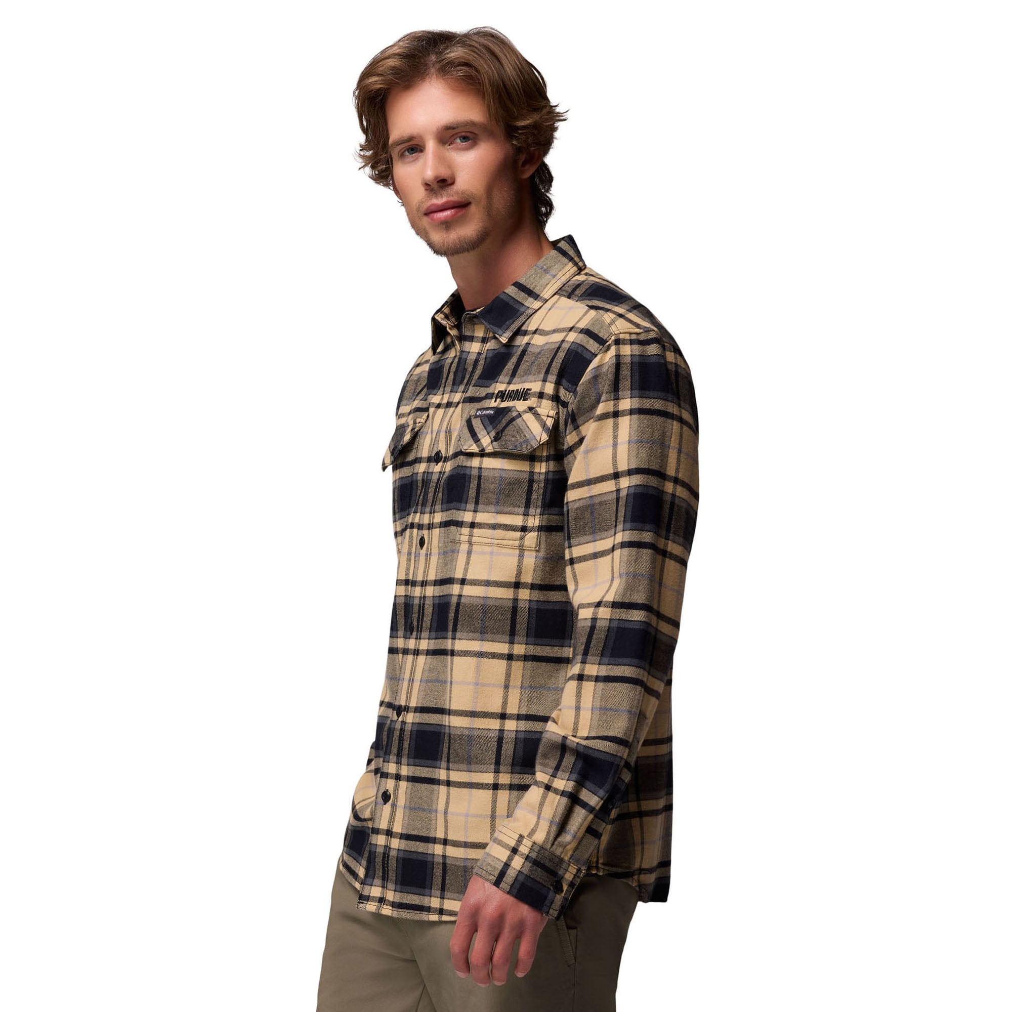 Chemise boutonnée à manches longues en flanelle Omni-Wick pour homme Columbia Gold Purdue Boilermakers