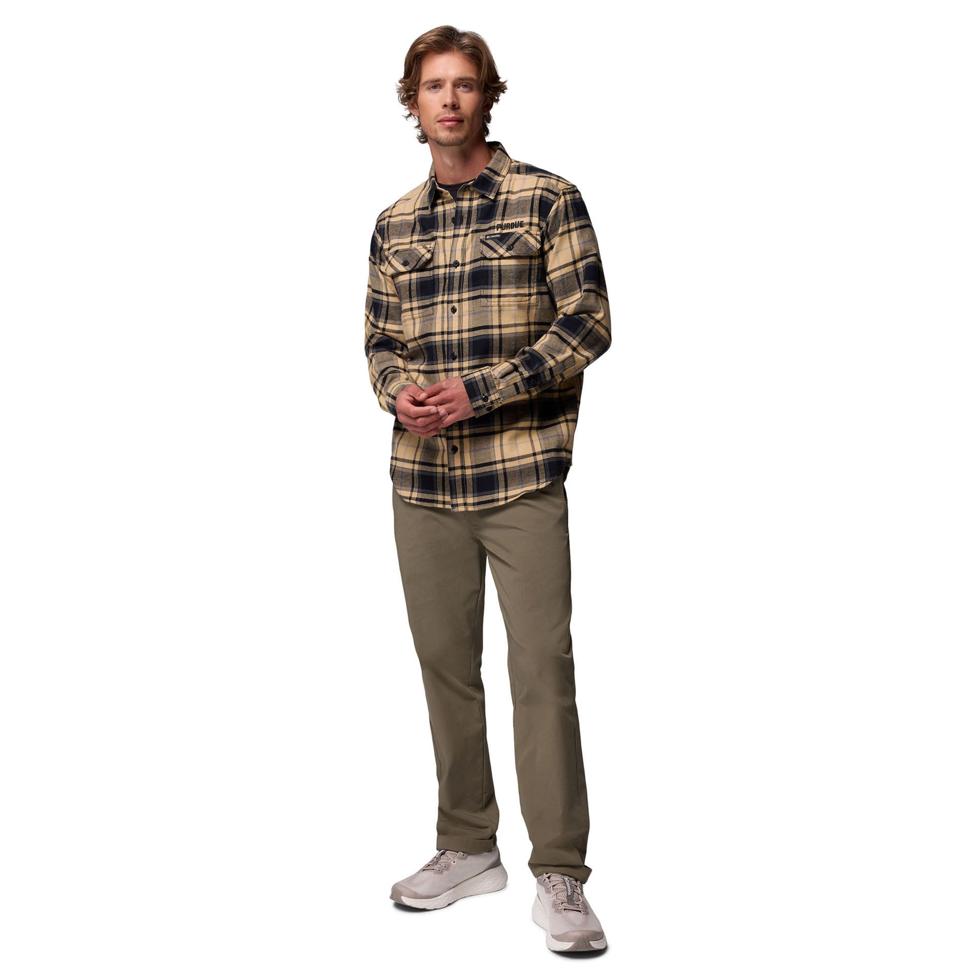 Chemise boutonnée à manches longues en flanelle Omni-Wick pour homme Columbia Gold Purdue Boilermakers