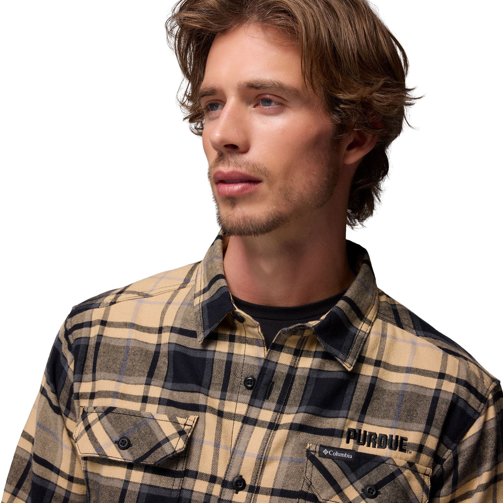Chemise boutonnée à manches longues en flanelle Omni-Wick pour homme Columbia Gold Purdue Boilermakers