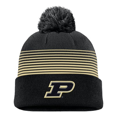 Bonnet à revers Nike On-Field Peak 2026 des Purdue Boilermakers avec pompon - Noir