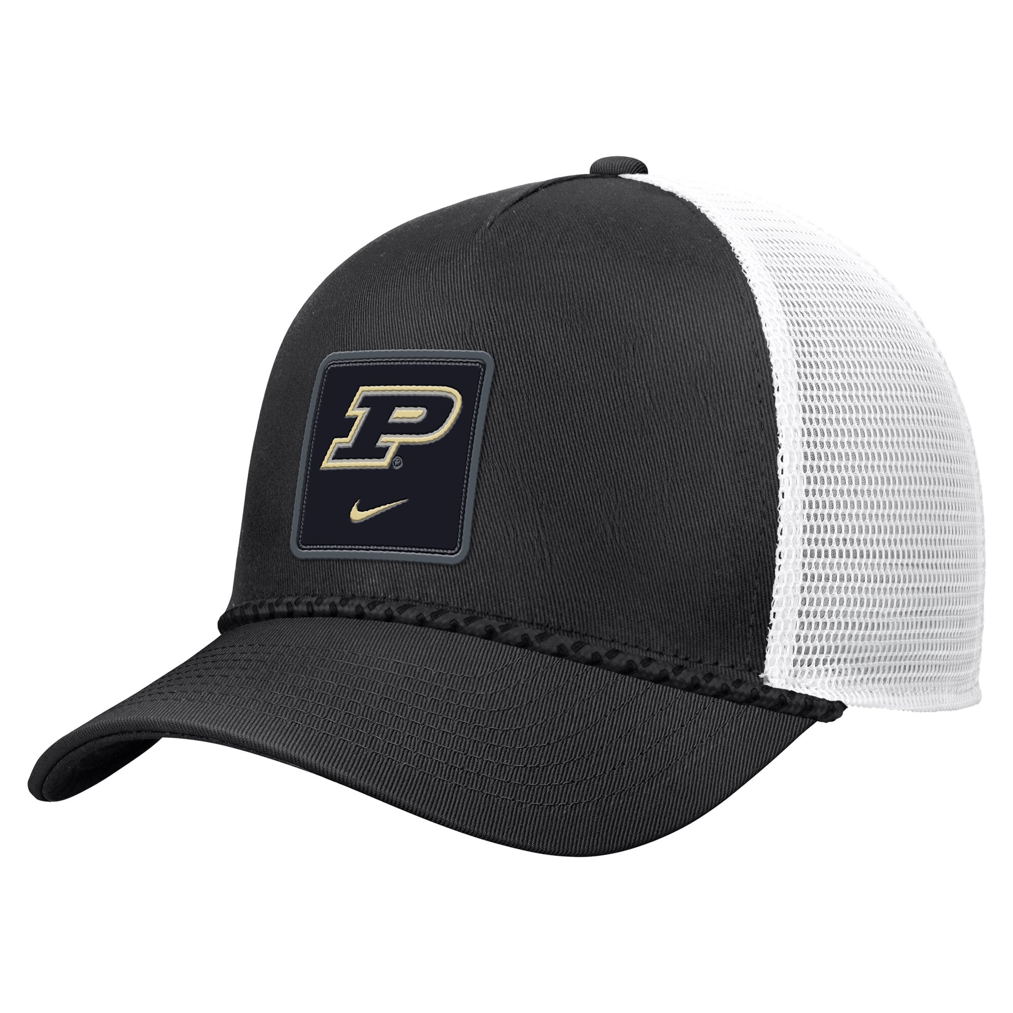 Men's Nike Black Purdue Boilermakers 2026 On-Field Rope Adjustable Trucker Hat