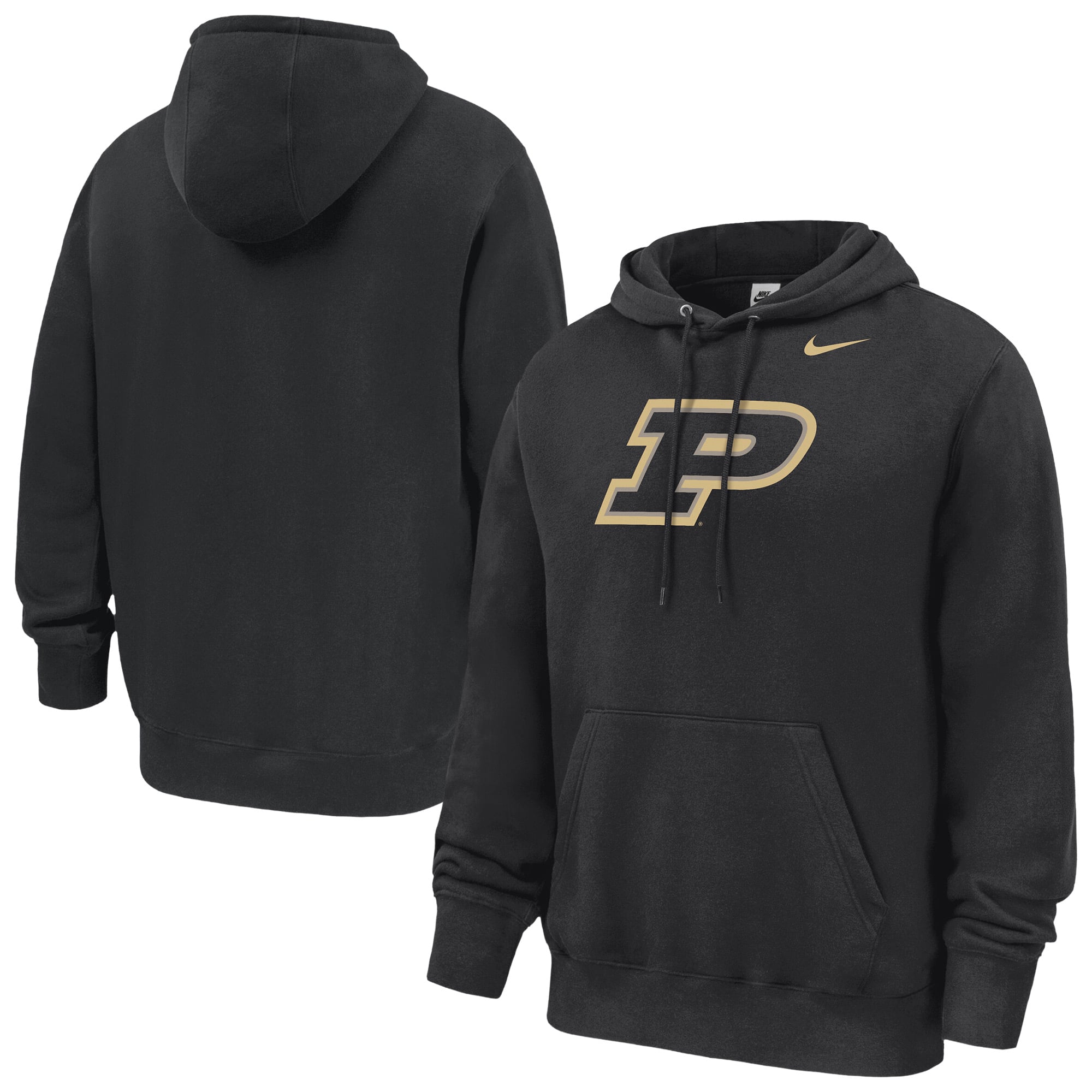Sweat à capuche polaire Nike noir Purdue Boilermakers Club pour homme