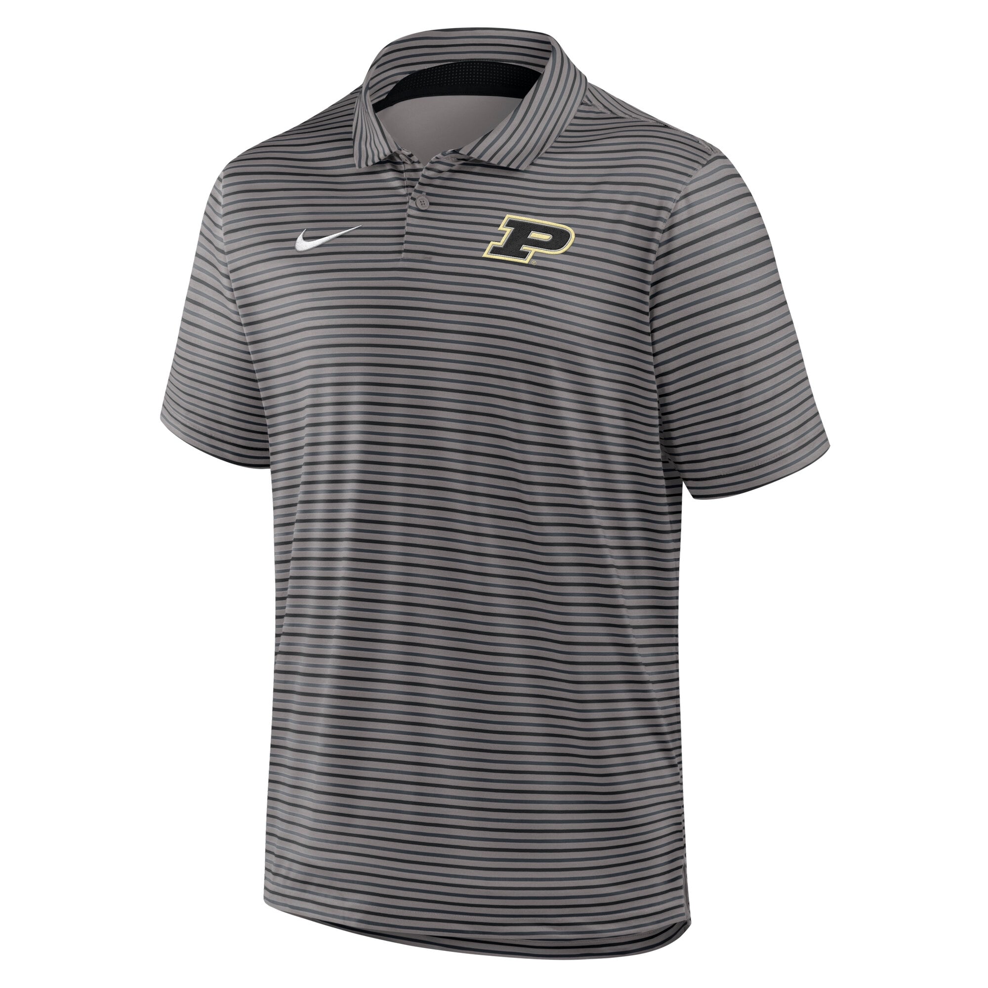 Polo Nike noir Purdue Boilermakers Dri-FIT Tour Stripe pour homme