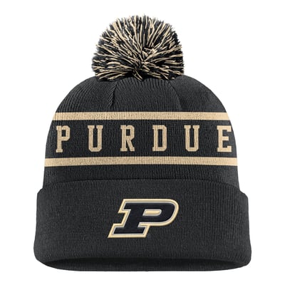Bonnet à revers Nike Peak Purdue Boilermakers avec pompon - Noir