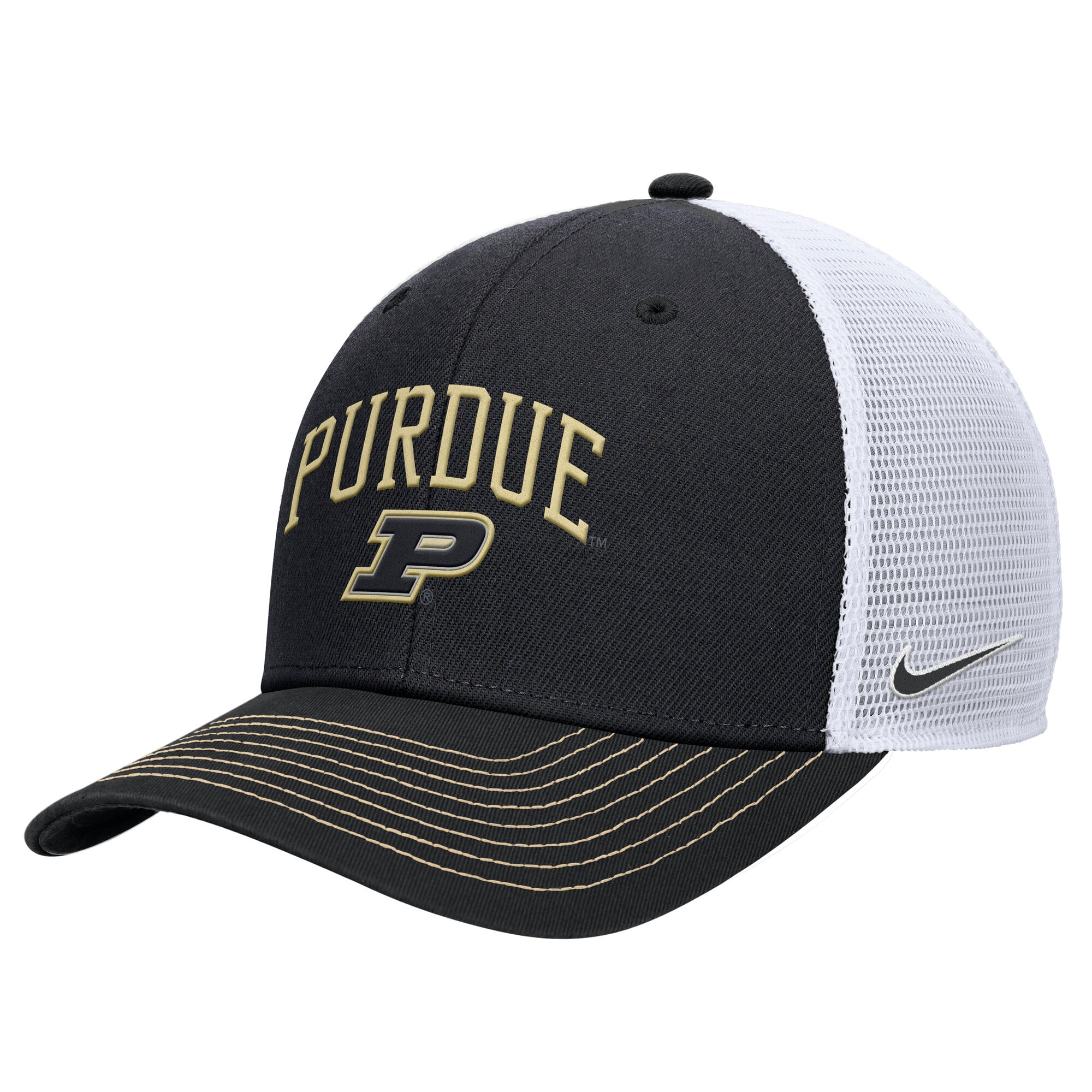 Men's Nike Black Purdue Boilermakers Rise Trucker Dri-FIT Adjustable Hat