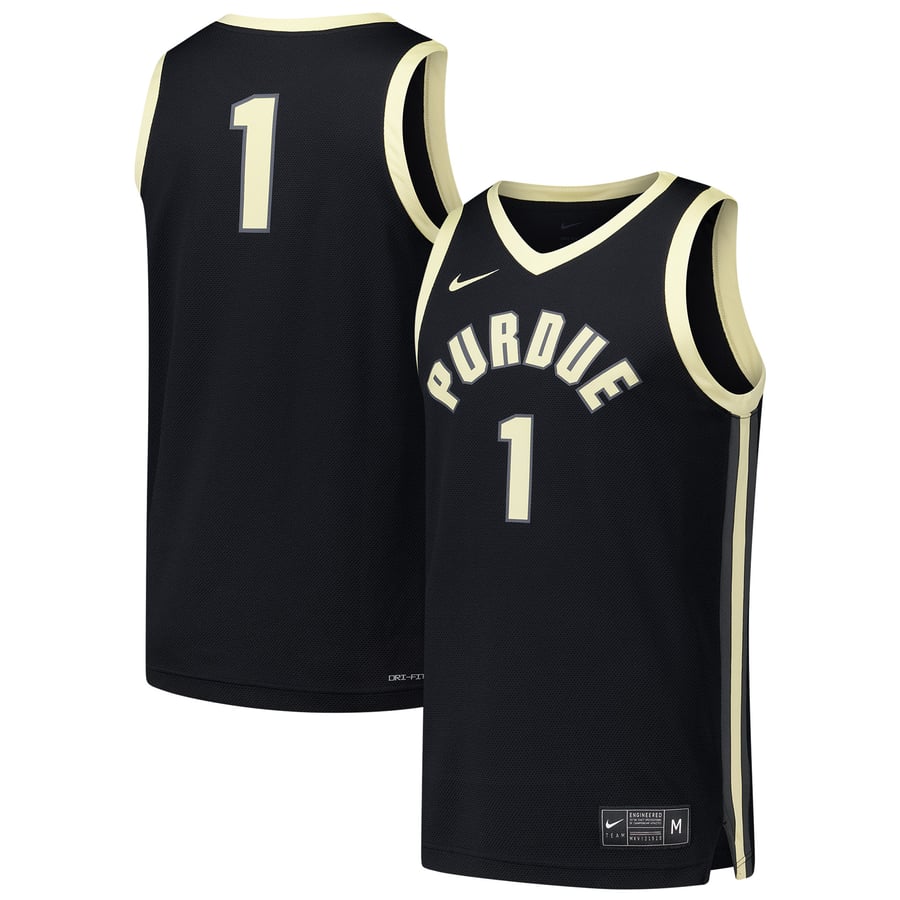 Purdue Script Uniform Men's Nike #1 Black Purdue Boilermakers Replica Basketball Jersey
