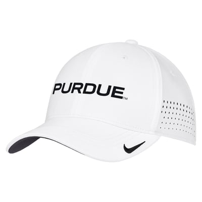 Casquette Nike AeroBill SwooshFlex Dri-FIT 2026 On-Field des Purdue Boilermakers - Blanche