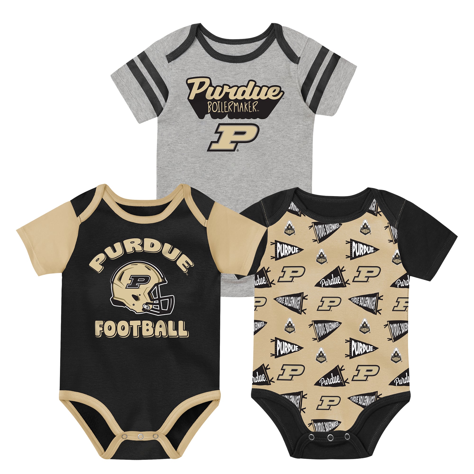 Newborn Outerstuff Black Purdue Boilermakers Star Player Three-Piece Bodysuit Set