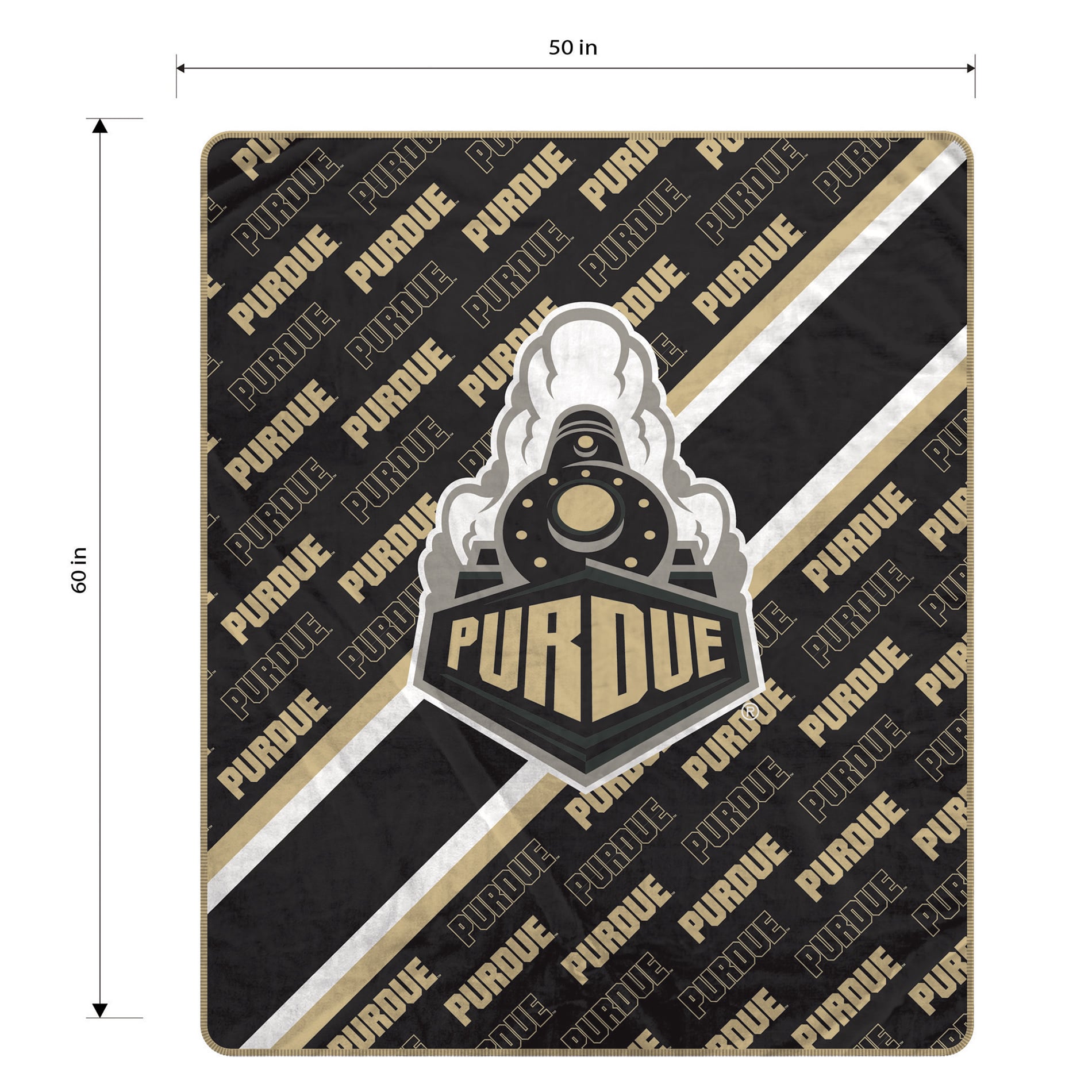 Couverture ultra douce Pegasus Purdue Boilermakers 60" x 70" (diagonale) avec logo doublé