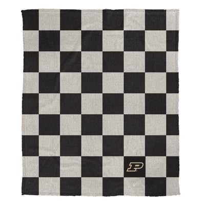 Purdue Boilermakers Pegasus Checkered Logo Patch 50" x 60" Cozy Knit Blanket