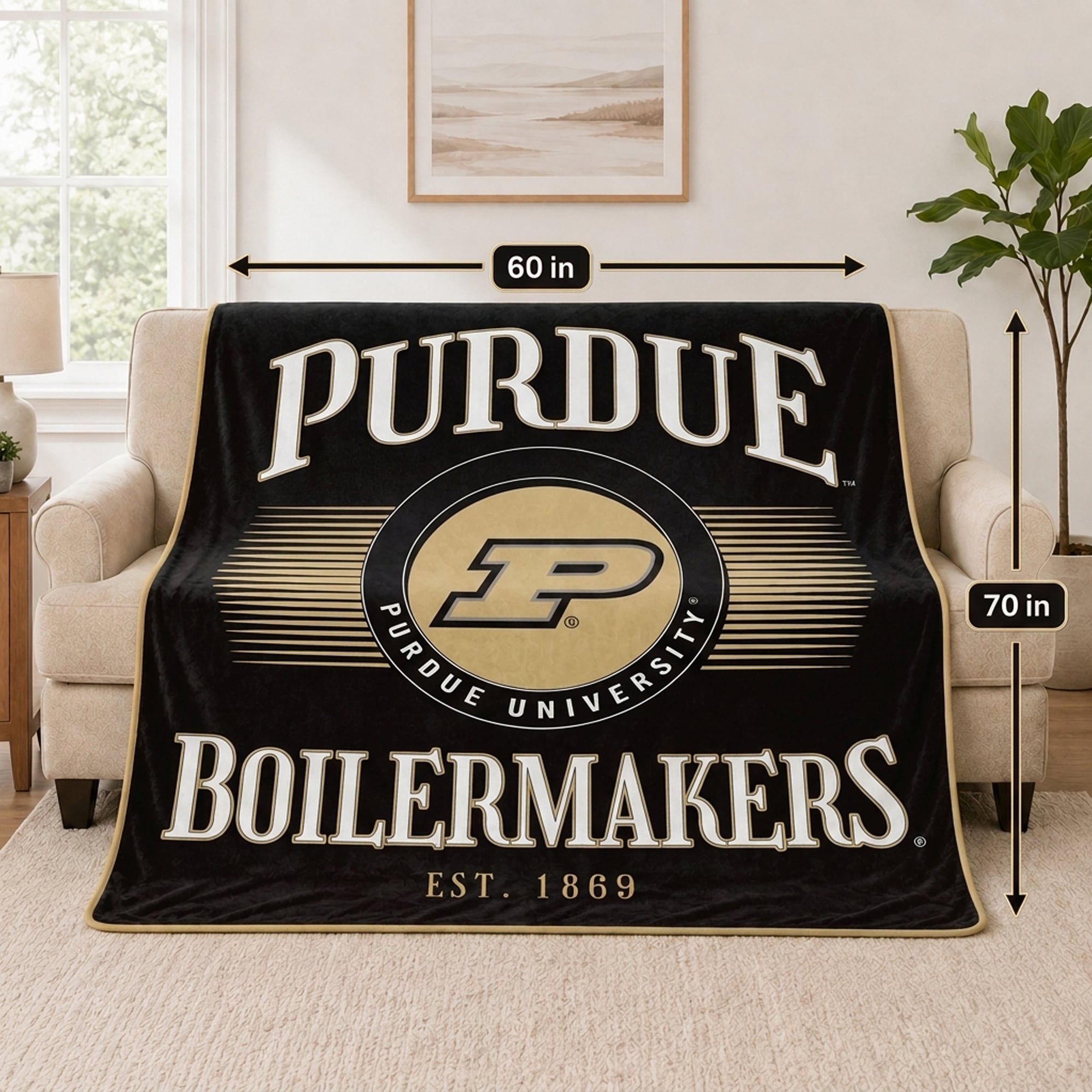 Pegasus Purdue Boilermakers Spotlight Arch 60" x 70" Ultra Soft Throw Blanket