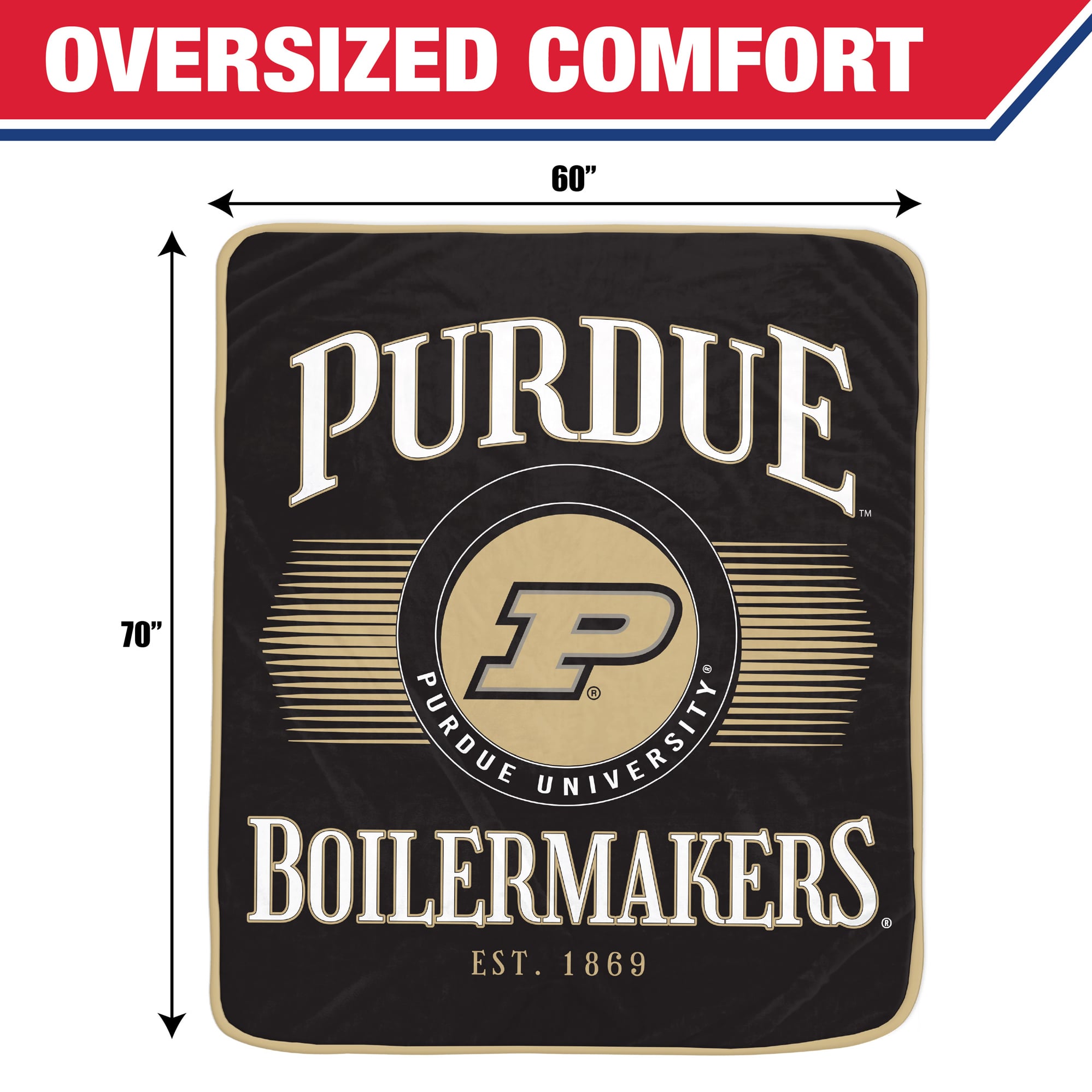 Pegasus Purdue Boilermakers Spotlight Arch 60" x 70" Ultra Soft Throw Blanket